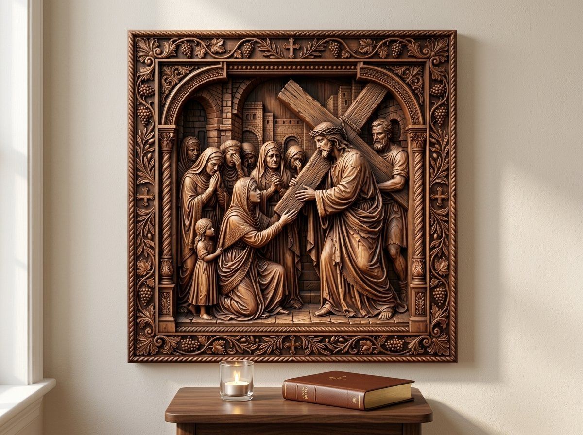 Jesus Meets Women of Jerusalem STL bas-relief STL — view 15