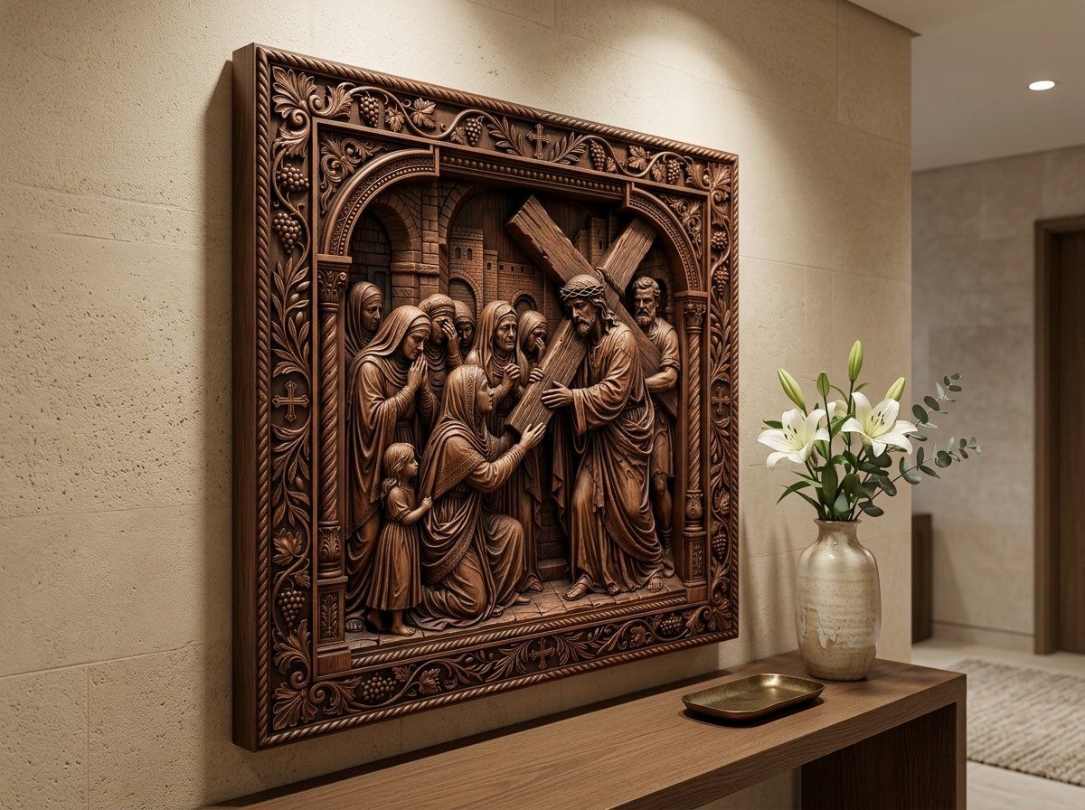 Jesus Meets Women of Jerusalem STL bas-relief STL — view 16