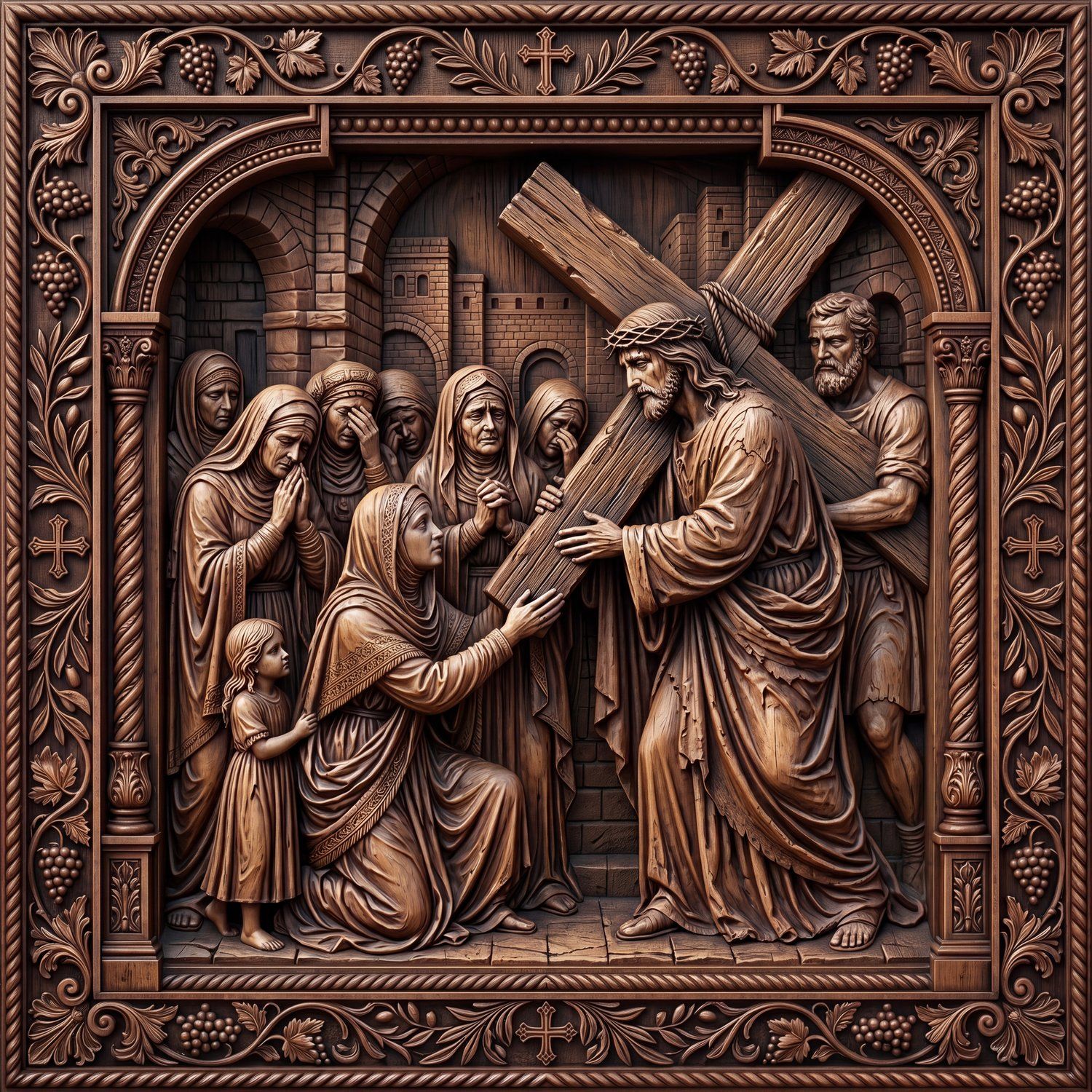 Jesus Meets Women of Jerusalem STL bas-relief STL — view 2