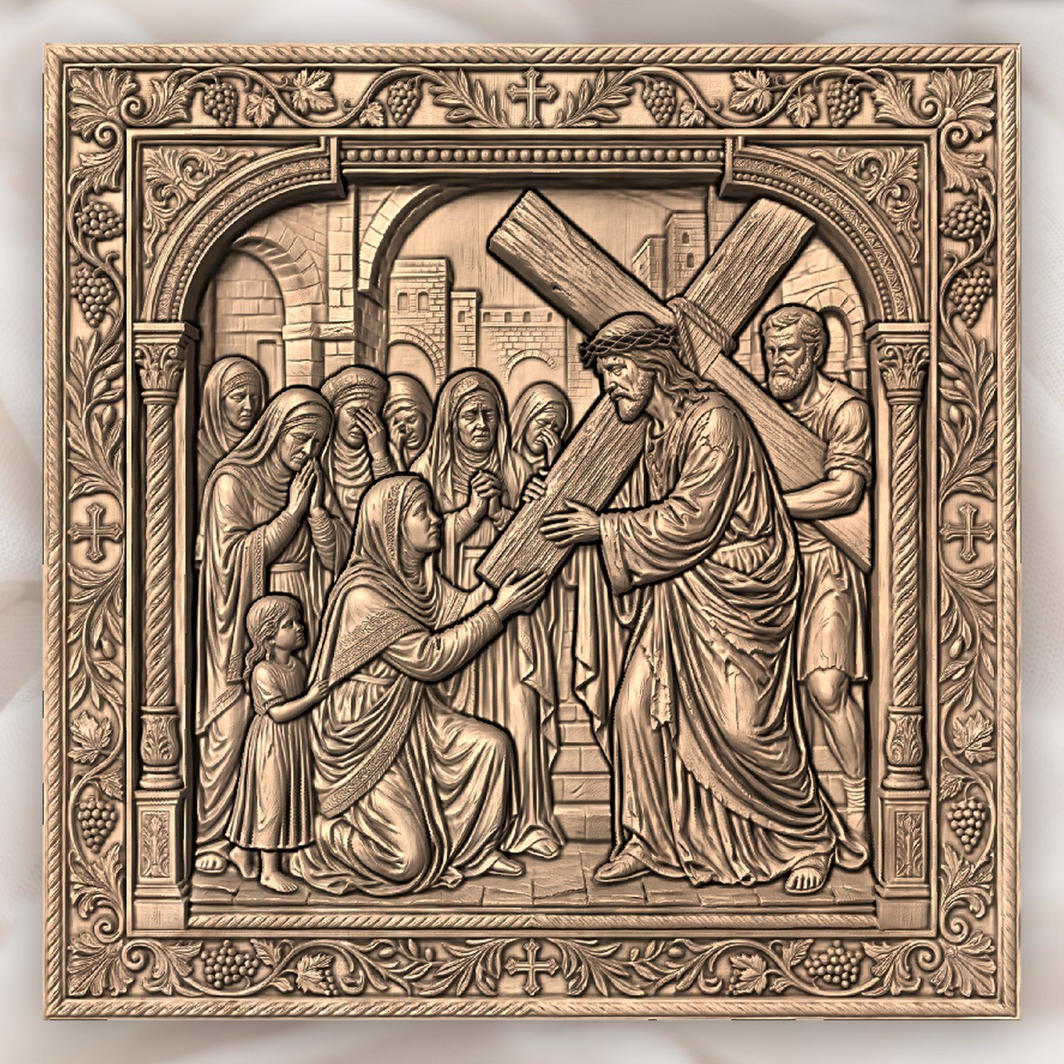 Jesus Meets Women of Jerusalem STL bas-relief STL — view 3