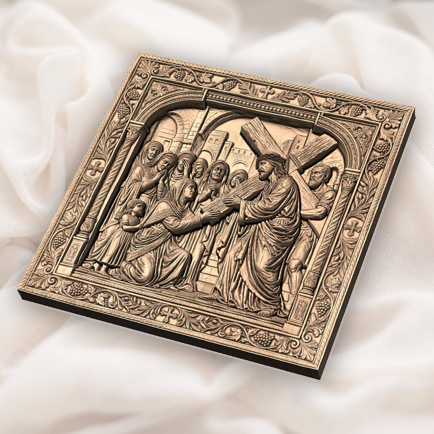 Jesus Meets Women of Jerusalem STL bas-relief STL — view 4