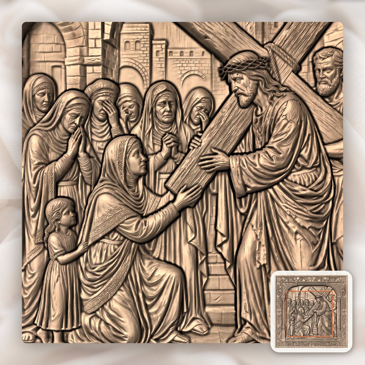 Jesus Meets Women of Jerusalem STL bas-relief STL — view 5