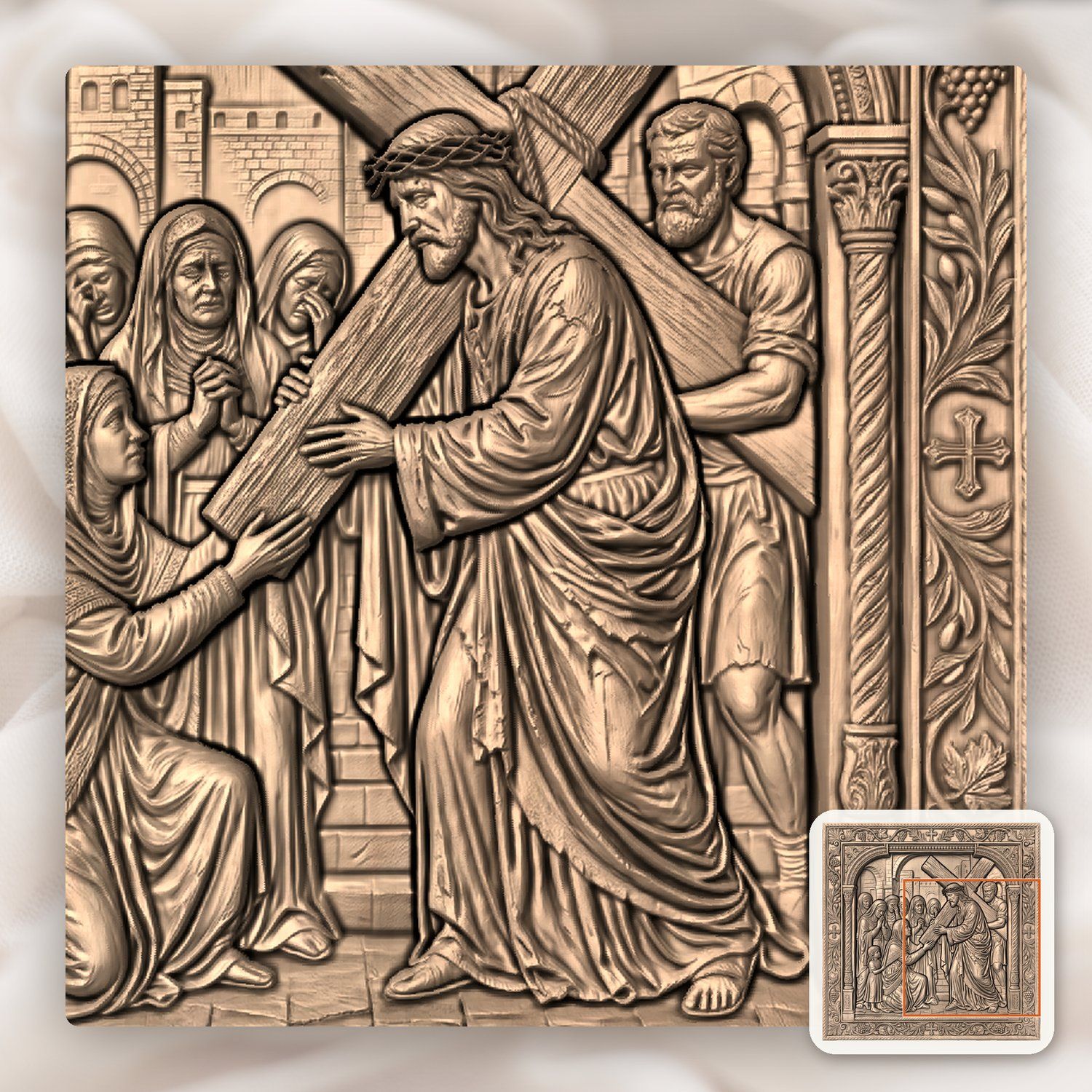 Jesus Meets Women of Jerusalem STL bas-relief STL — view 6