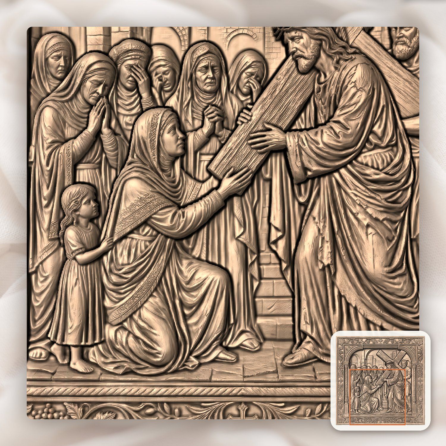 Jesus Meets Women of Jerusalem STL bas-relief STL — view 7