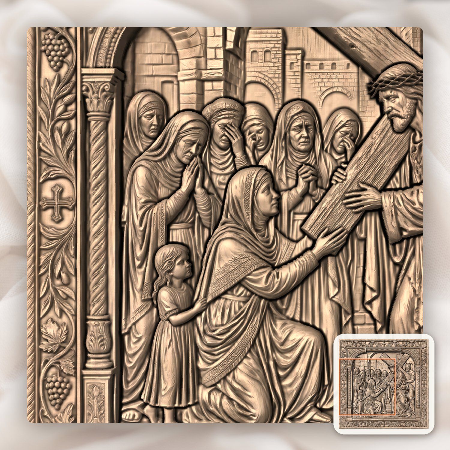 Jesus Meets Women of Jerusalem STL bas-relief STL — view 8
