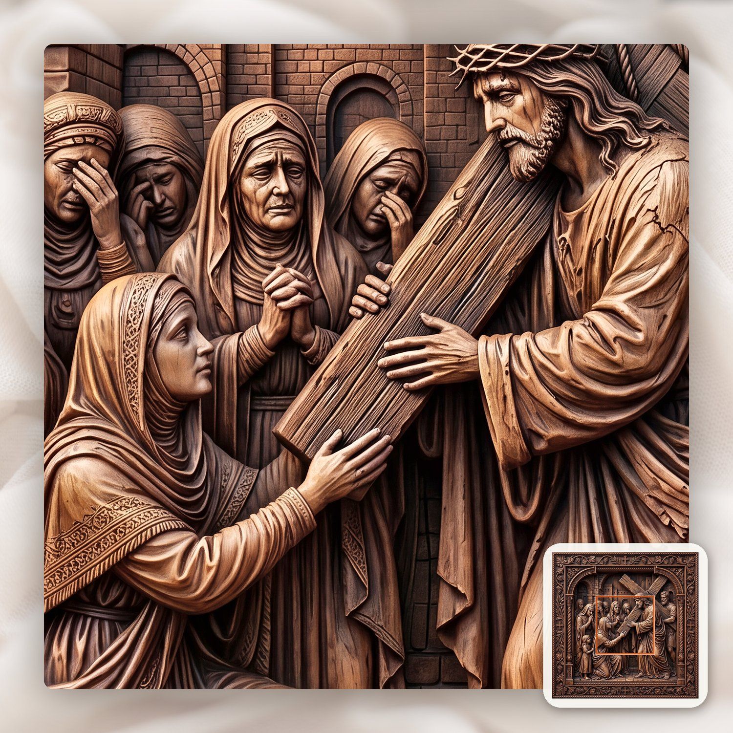 Jesus Meets Women of Jerusalem STL bas-relief STL — view 9