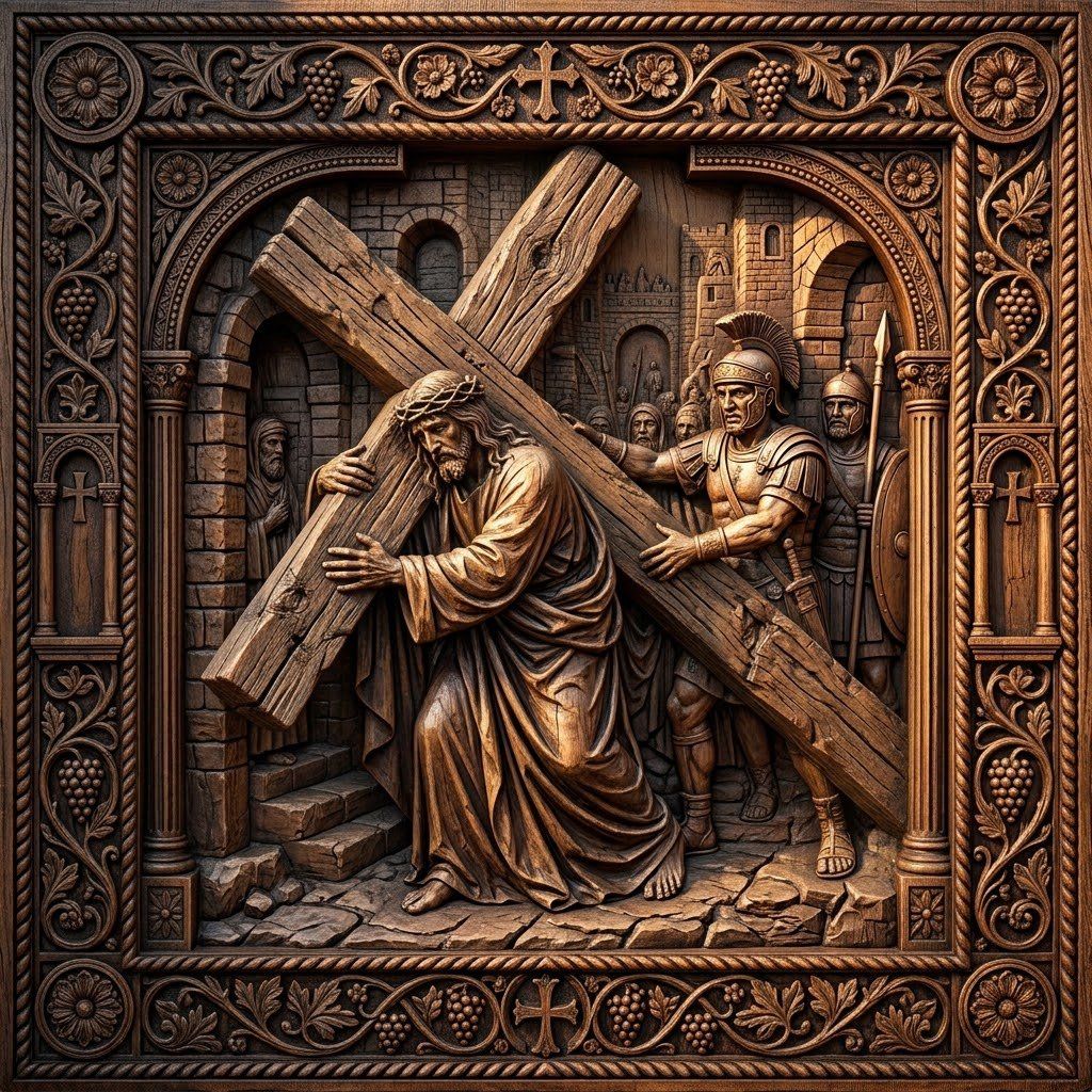 Jesus Takes Up His Cross STL bas-relief STL — view 12