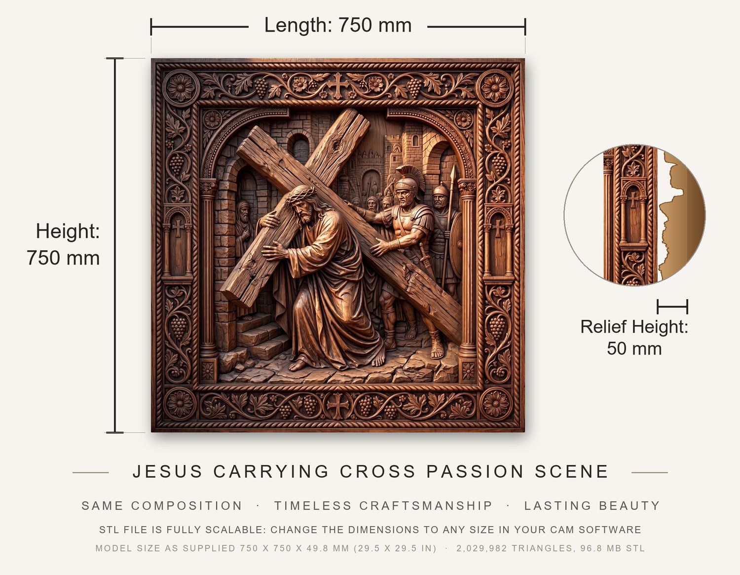 Jesus Takes Up His Cross STL bas-relief STL — view 14