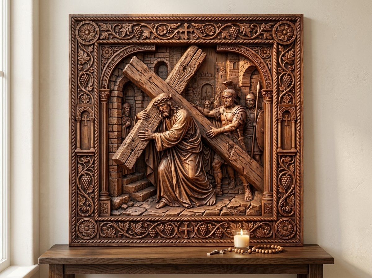 Jesus Takes Up His Cross STL bas-relief STL — view 15