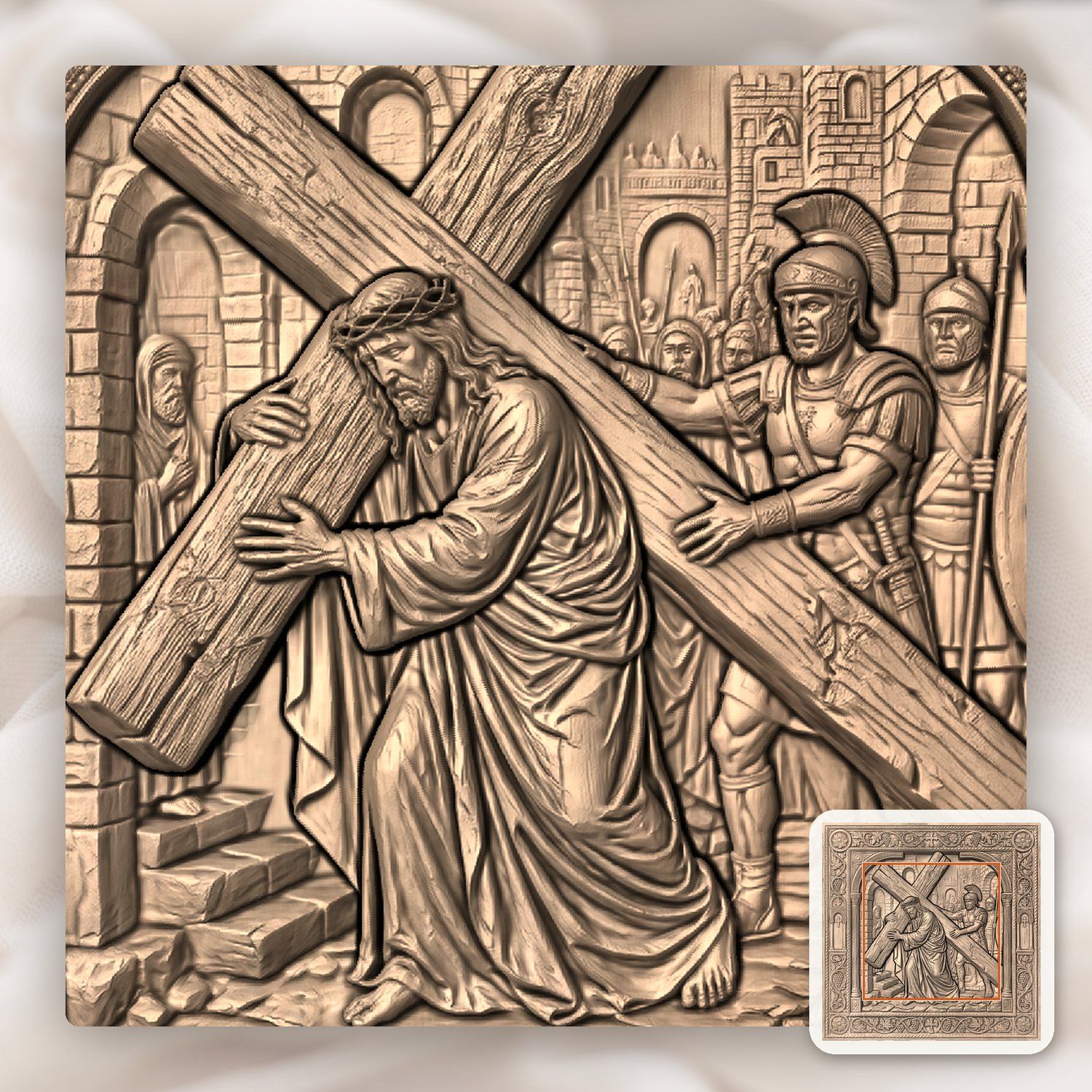 Jesus Takes Up His Cross STL bas-relief STL — view 5