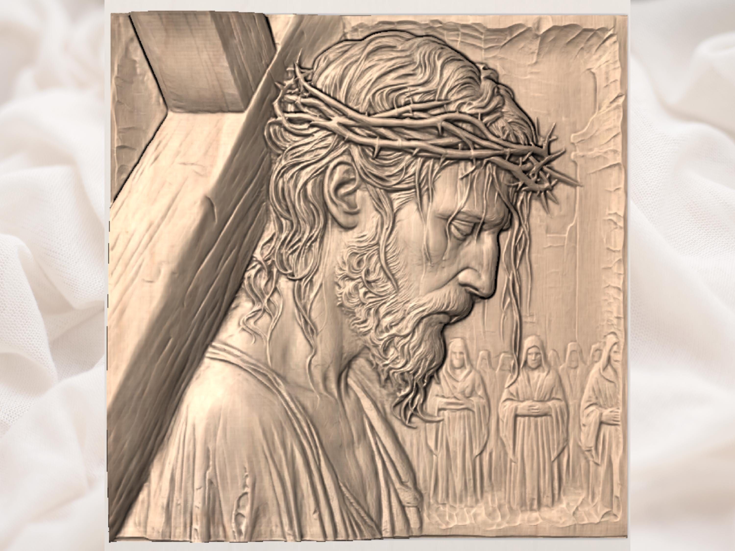 Christ Crowned with Thorns Bas-Relief STL for CNC Carving bas-relief STL — view 3