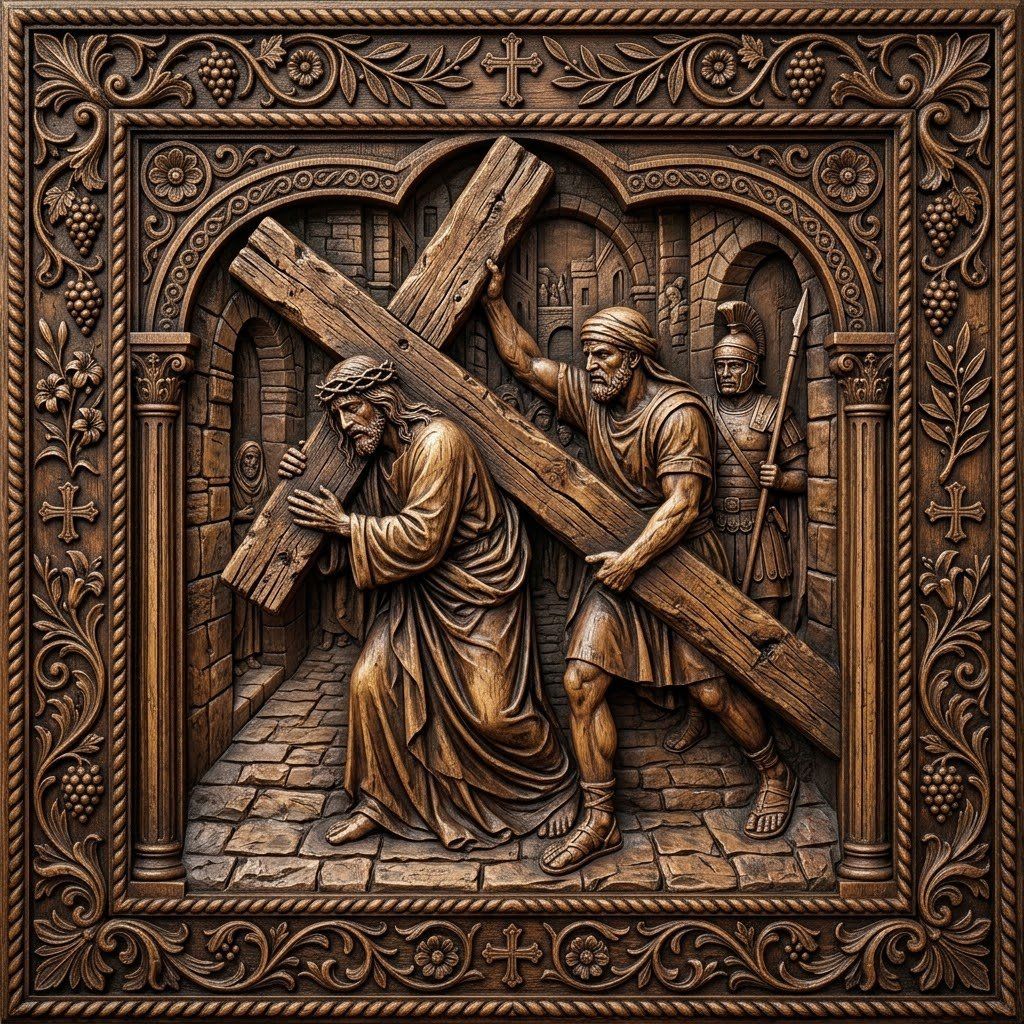 Simon Helps Jesus Carry Cross STL bas-relief STL — view 12