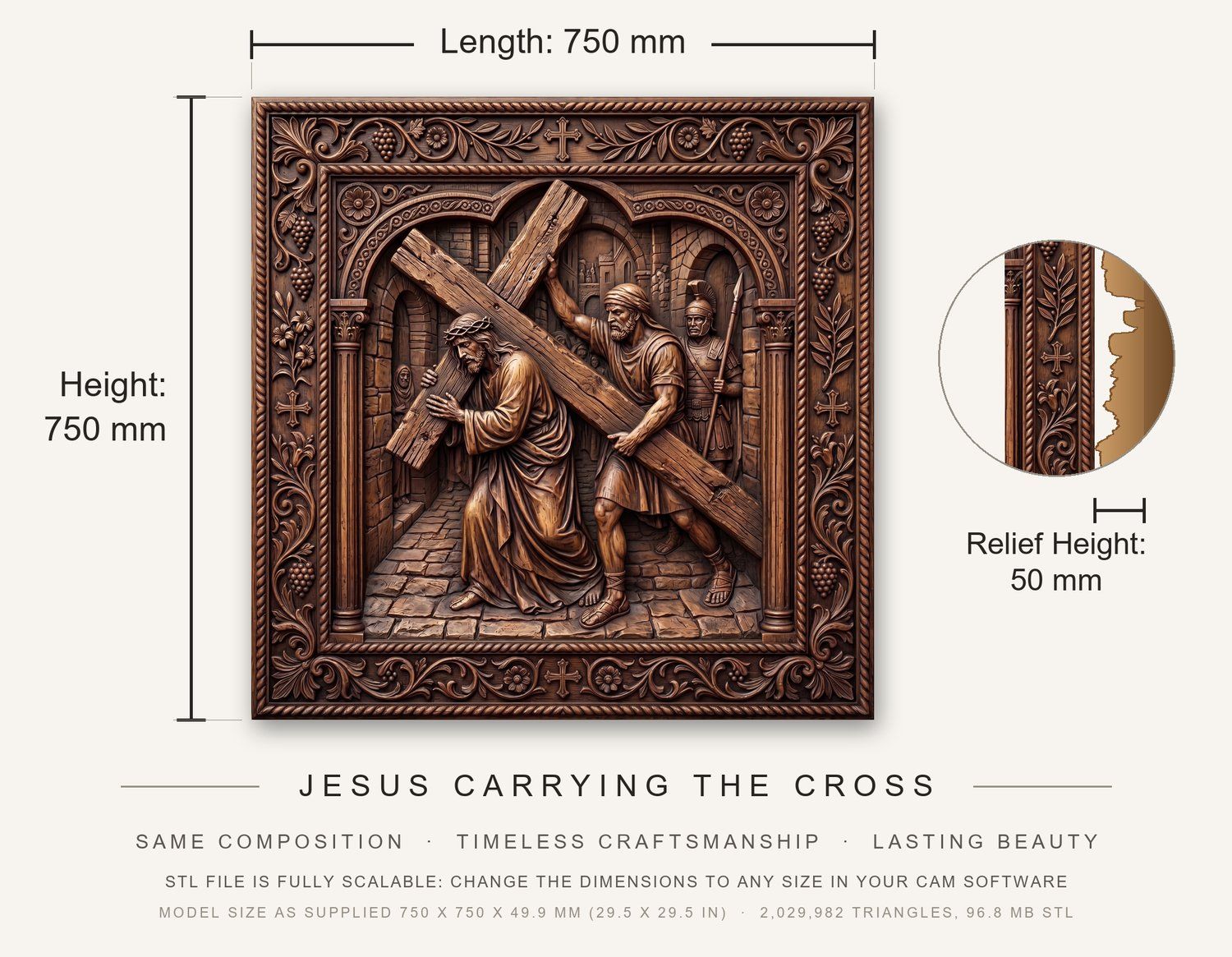 Simon Helps Jesus Carry Cross STL bas-relief STL — view 14
