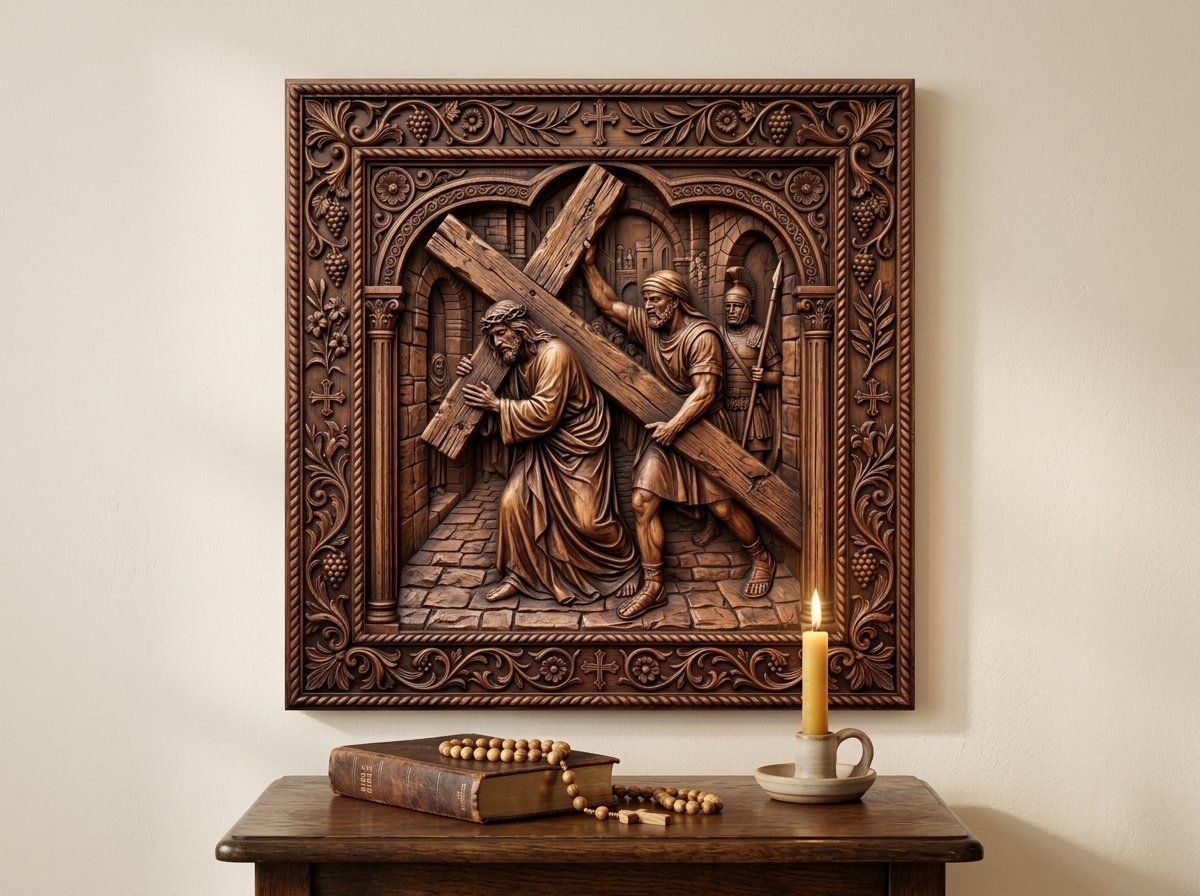 Simon Helps Jesus Carry Cross STL bas-relief STL — view 15