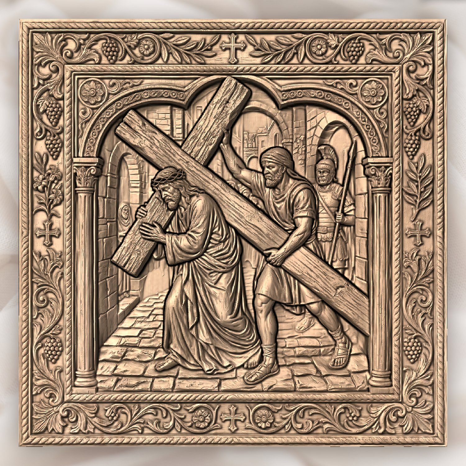 Simon Helps Jesus Carry Cross STL bas-relief STL — view 3