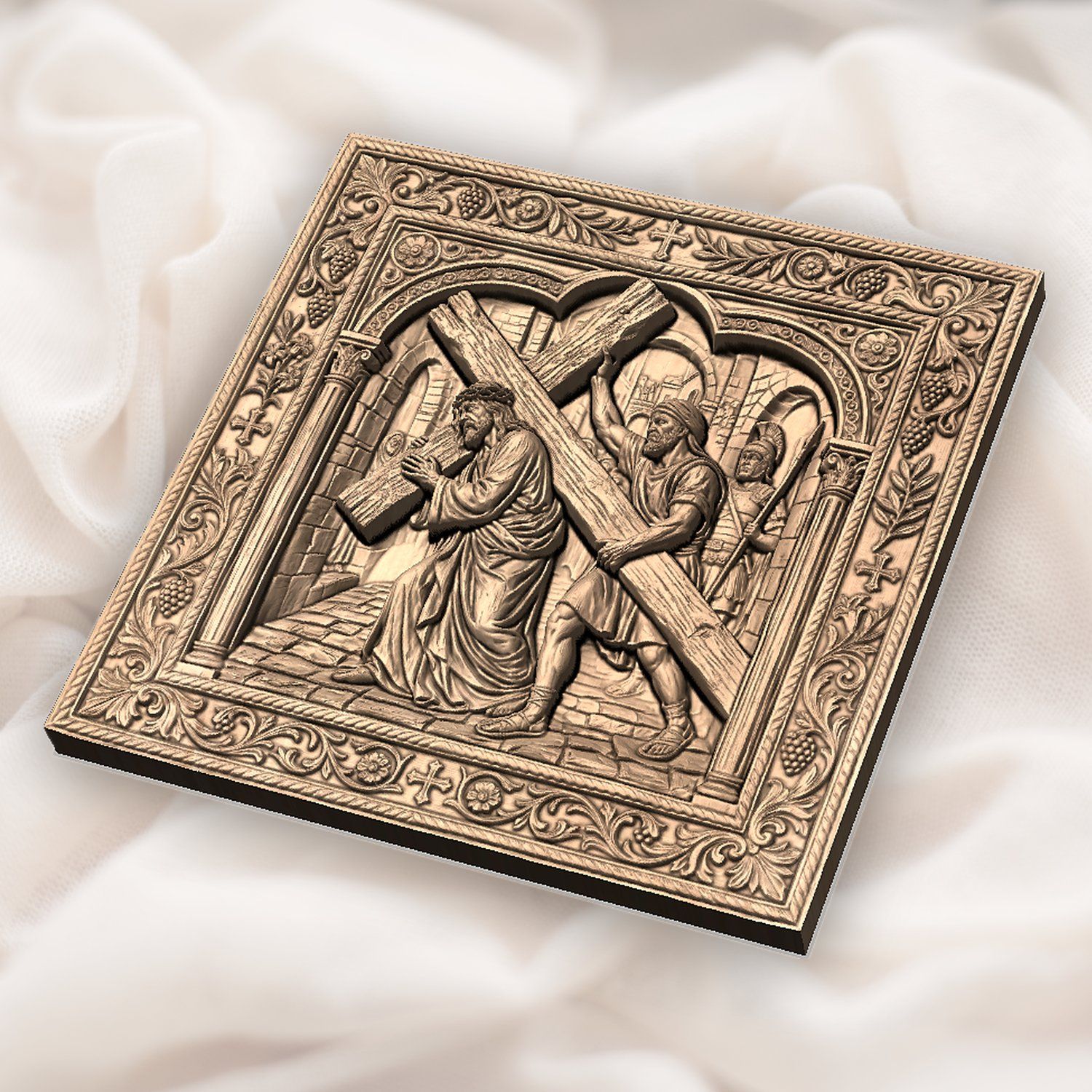 Simon Helps Jesus Carry Cross STL bas-relief STL — view 4