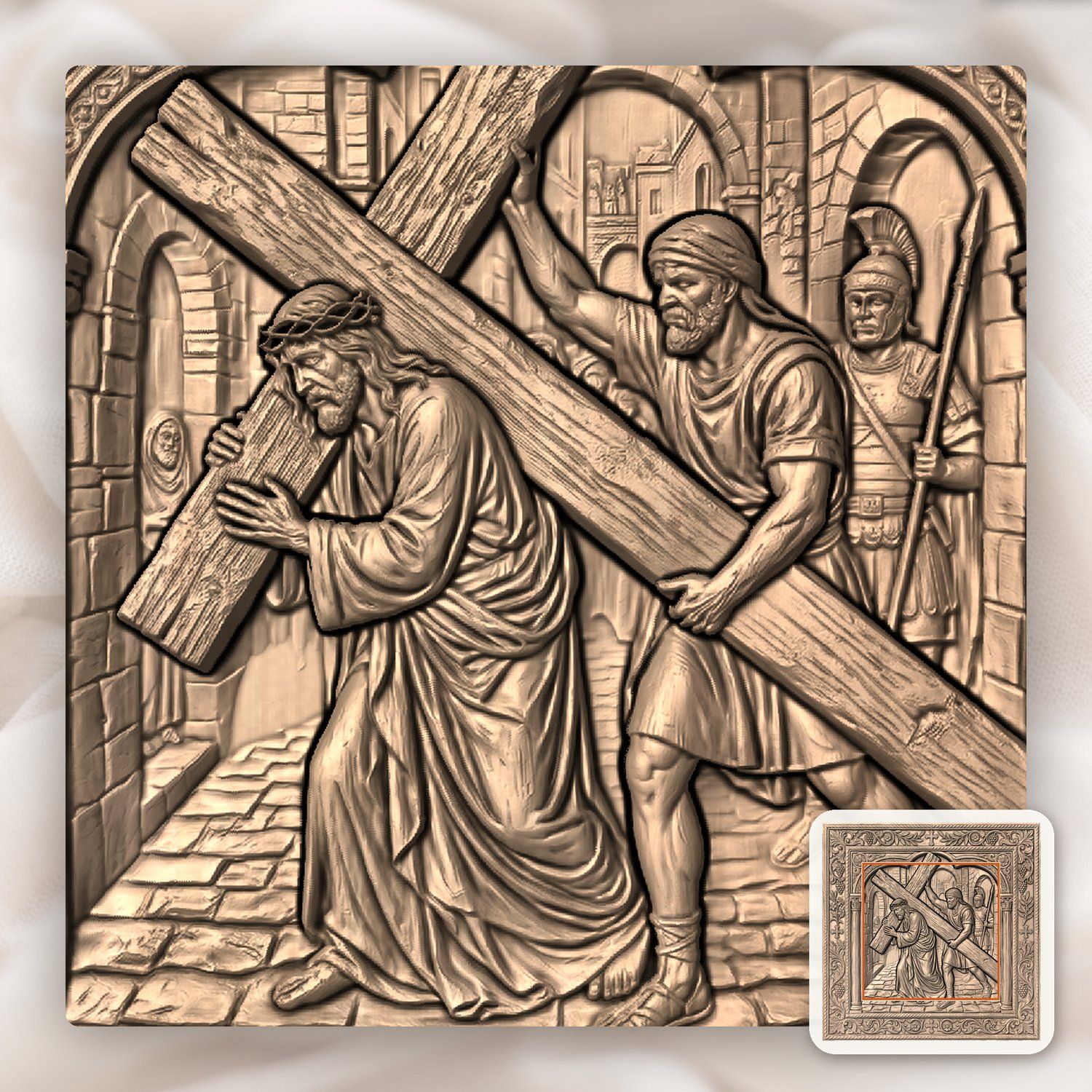 Simon Helps Jesus Carry Cross STL bas-relief STL — view 5