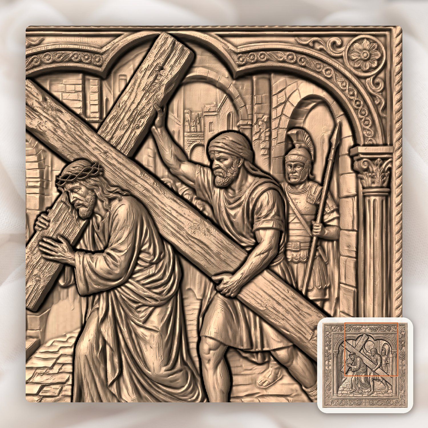 Simon Helps Jesus Carry Cross STL bas-relief STL — view 6