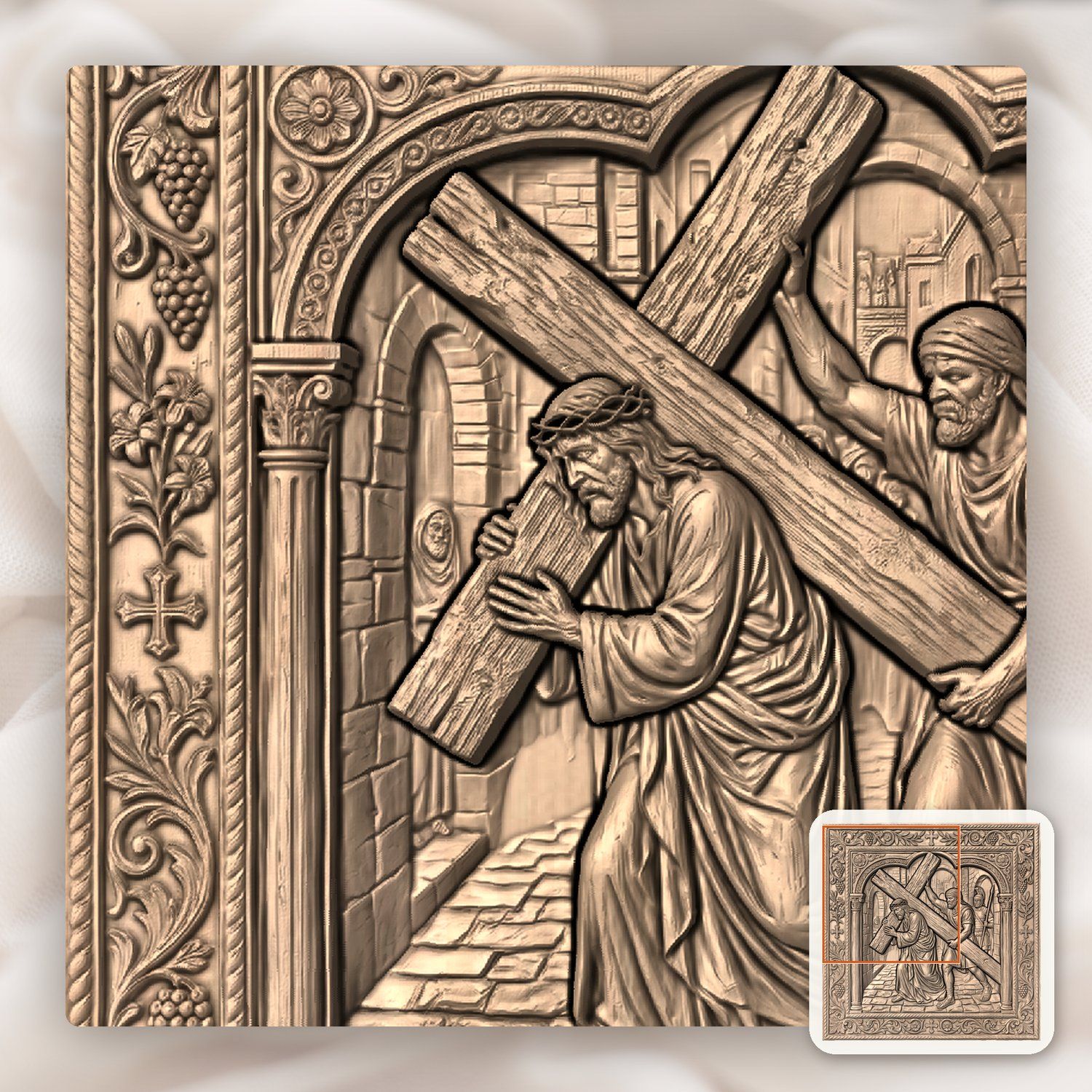 Simon Helps Jesus Carry Cross STL bas-relief STL — view 7