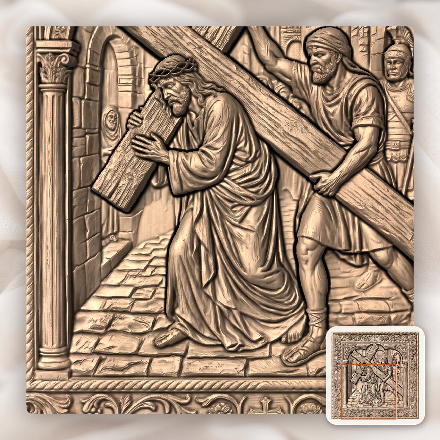 Simon Helps Jesus Carry Cross STL bas-relief STL — view 8