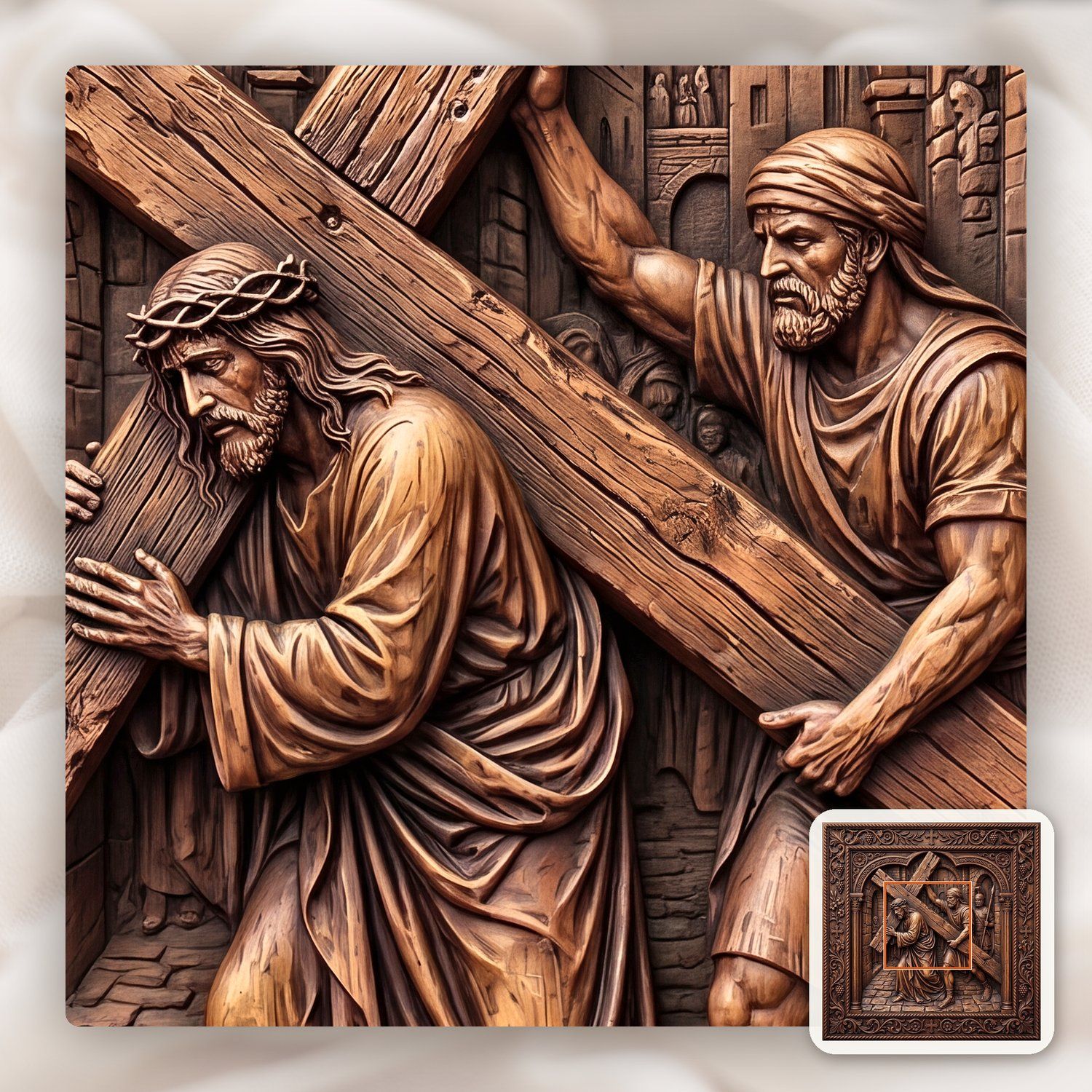 Simon Helps Jesus Carry Cross STL bas-relief STL — view 9