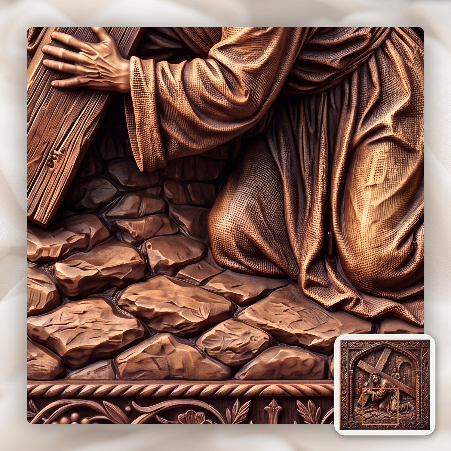Jesus Falls Second Time STL bas-relief STL — view 11