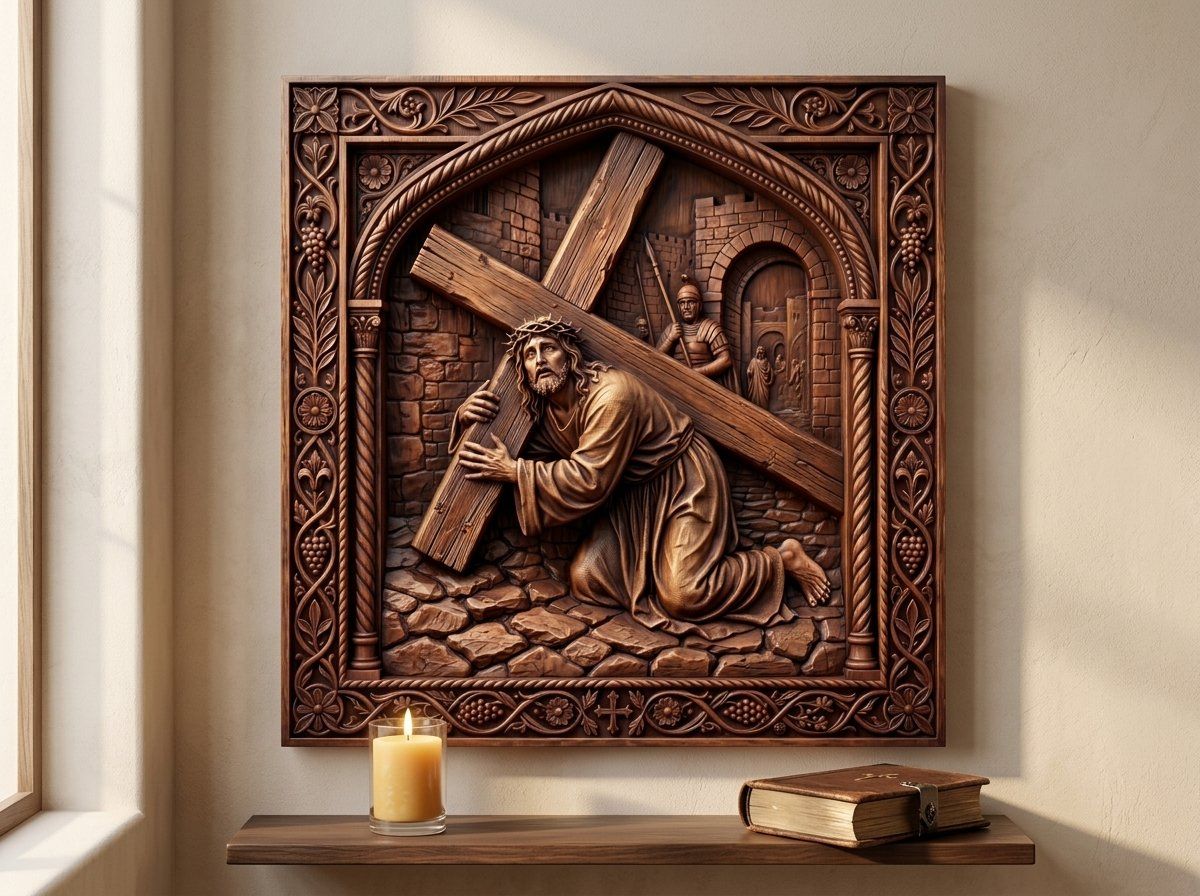Jesus Falls Second Time STL bas-relief STL — view 12