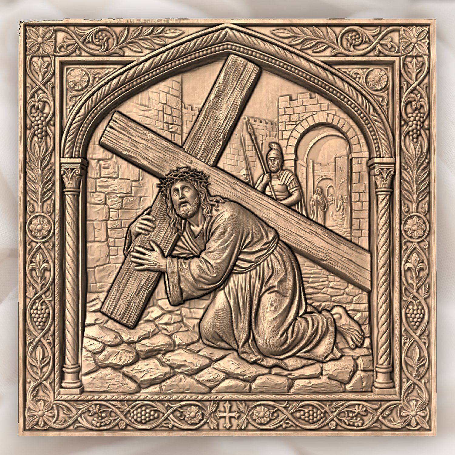 Jesus Falls Second Time STL bas-relief STL — view 4