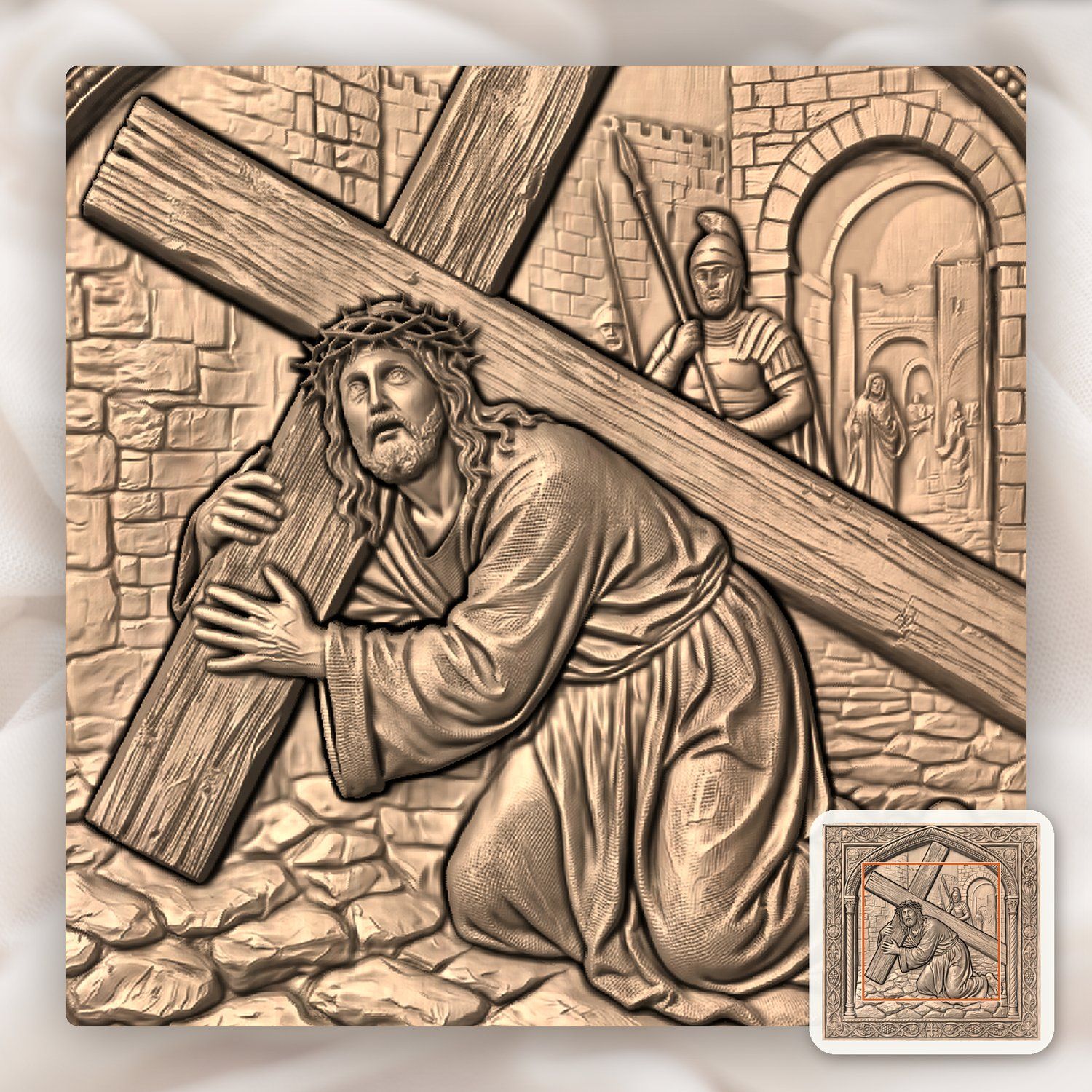 Jesus Falls Second Time STL bas-relief STL — view 6