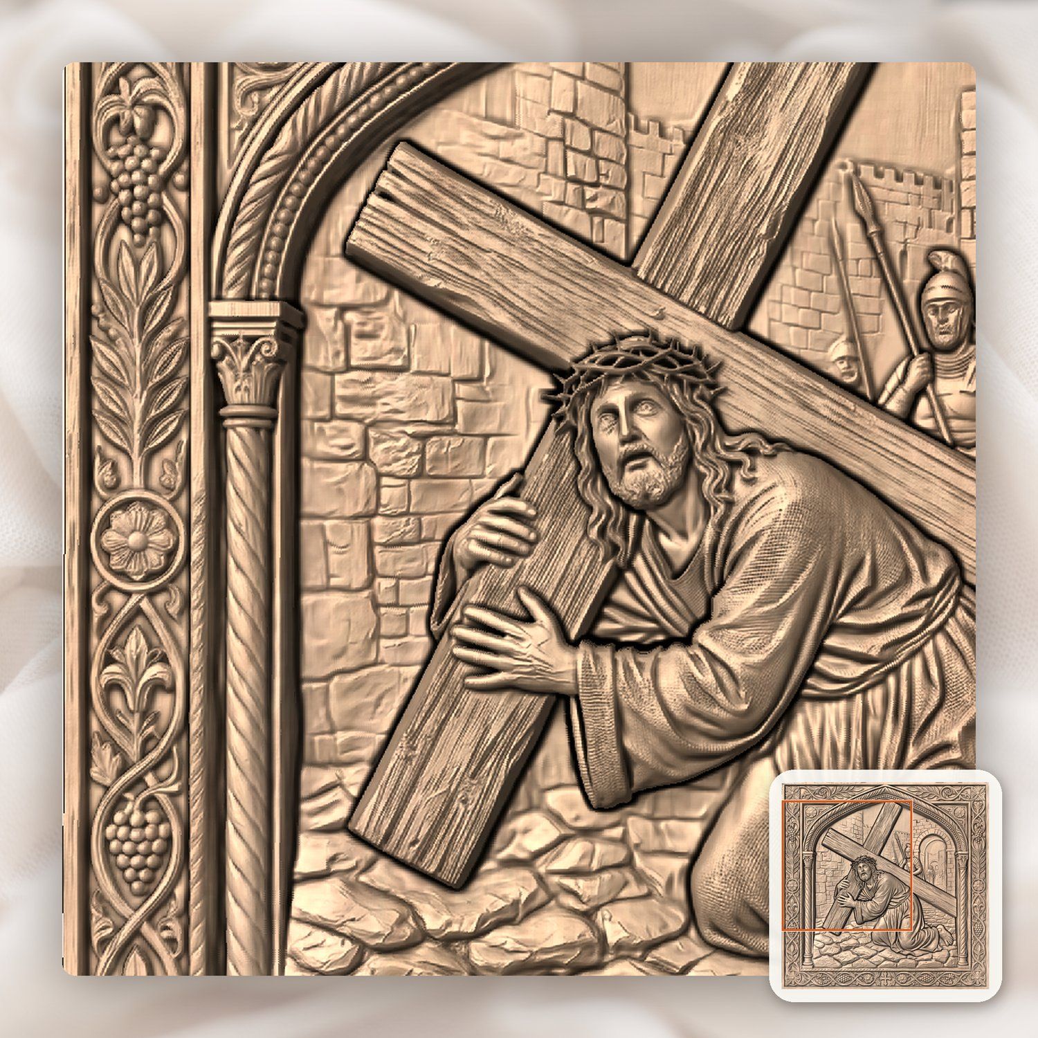 Jesus Falls Second Time STL bas-relief STL — view 7