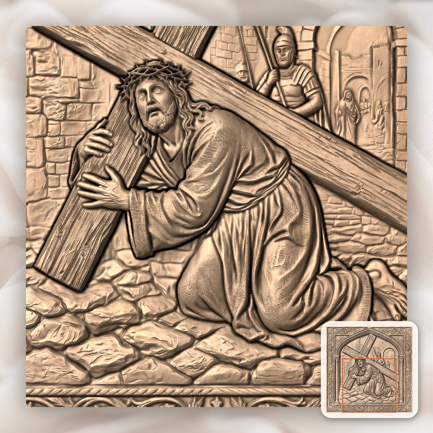 Jesus Falls Second Time STL bas-relief STL — view 8