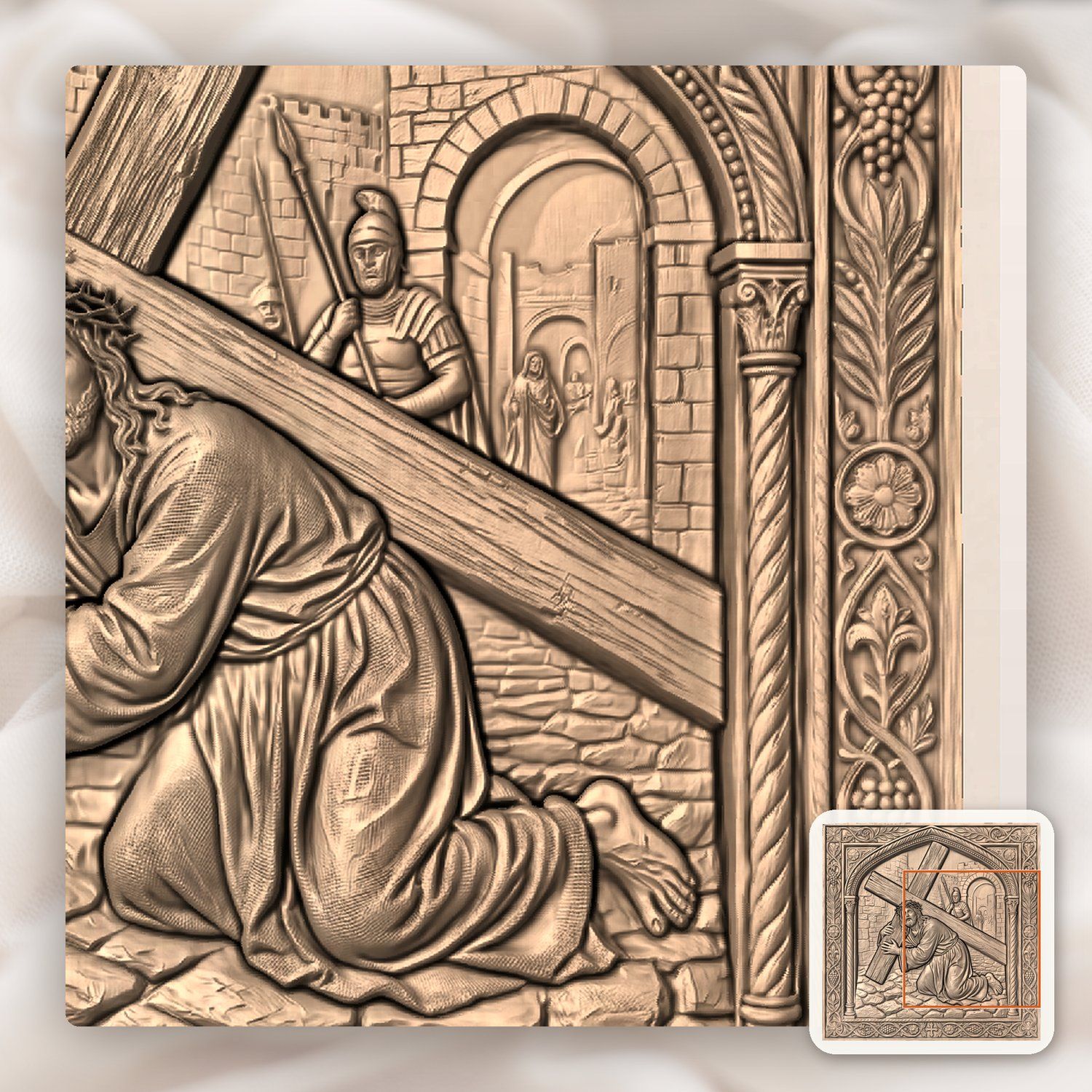 Jesus Falls Second Time STL bas-relief STL — view 9