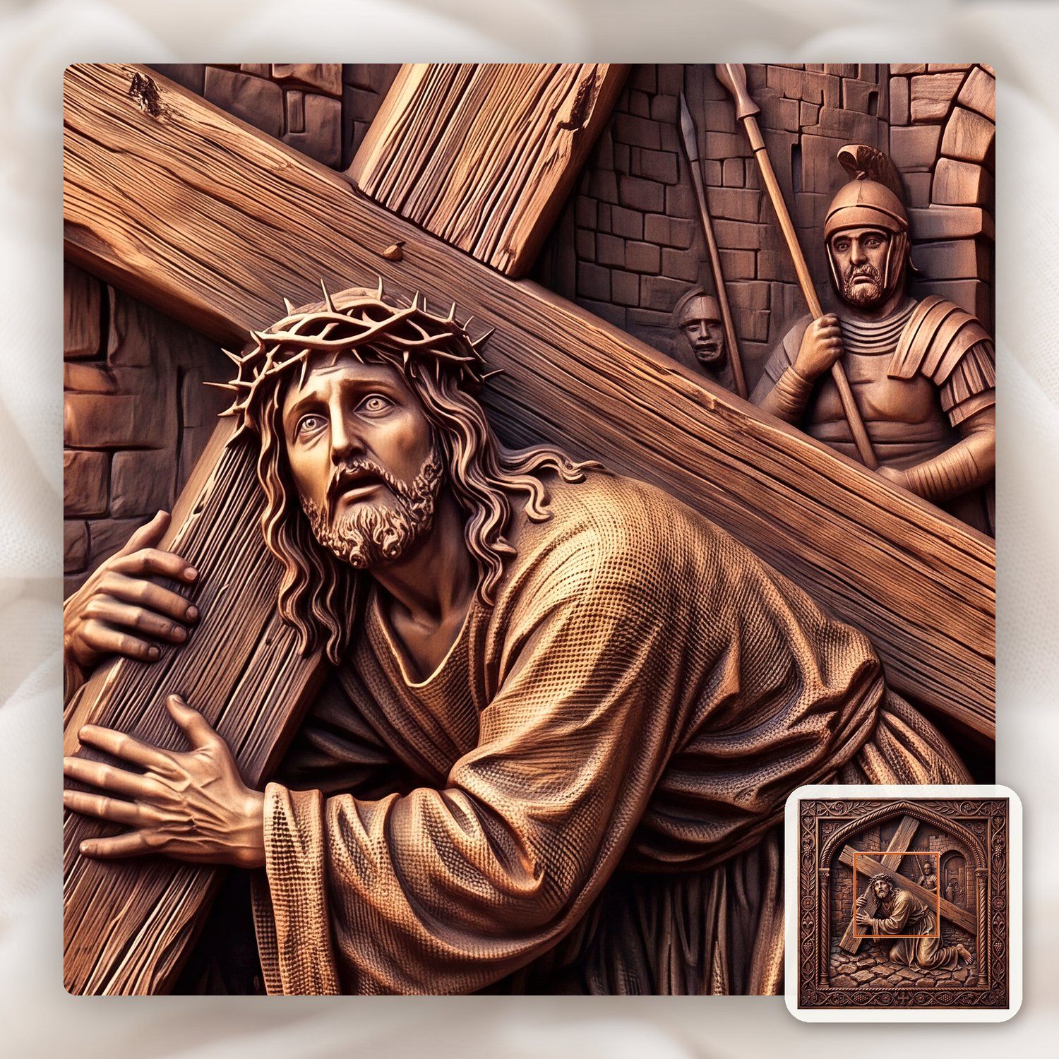 Jesus Falls Second Time STL bas-relief STL — view 10