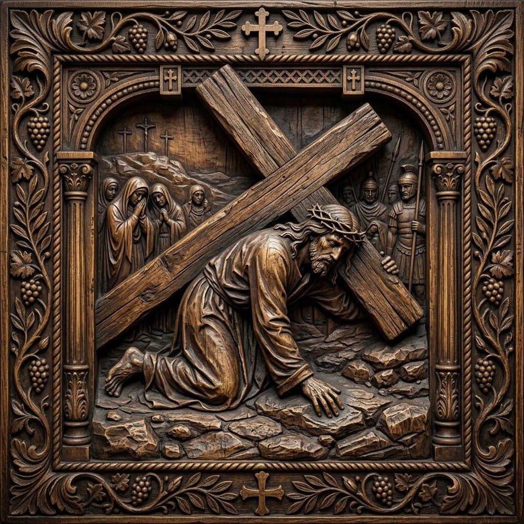 Jesus Falls Third Time STL bas-relief STL — view 12
