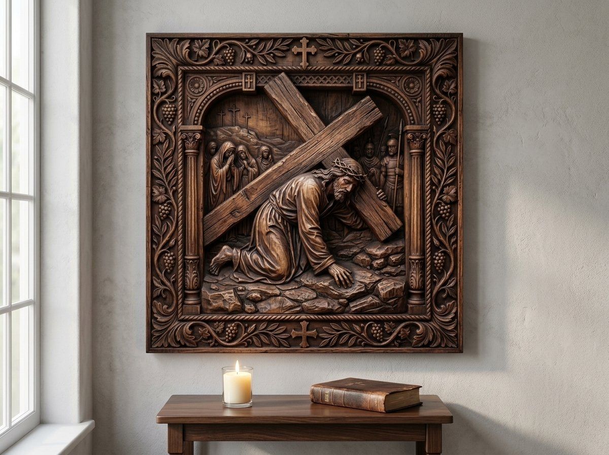 Jesus Falls Third Time STL bas-relief STL — view 15
