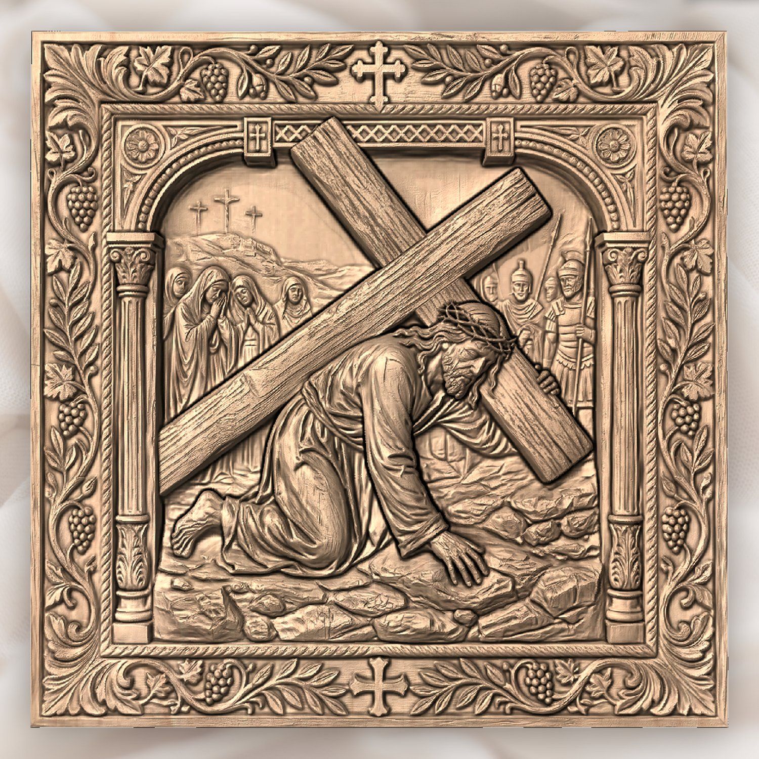 Jesus Falls Third Time STL bas-relief STL — view 3