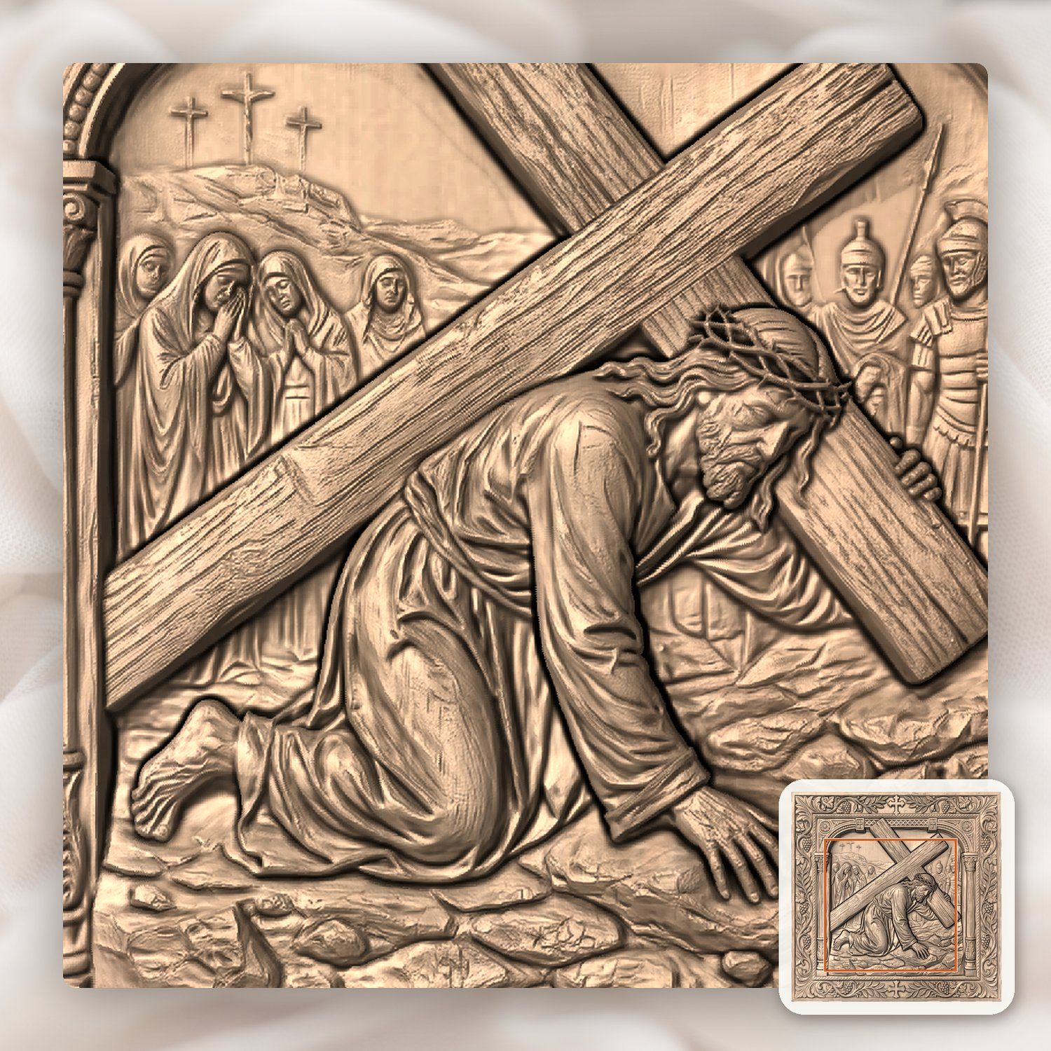 Jesus Falls Third Time STL bas-relief STL — view 5
