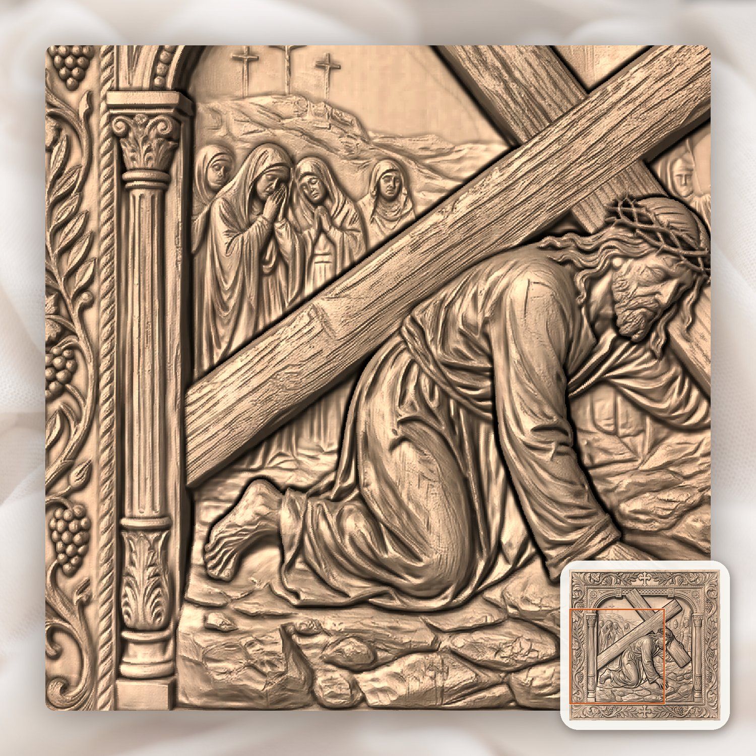 Jesus Falls Third Time STL bas-relief STL — view 6