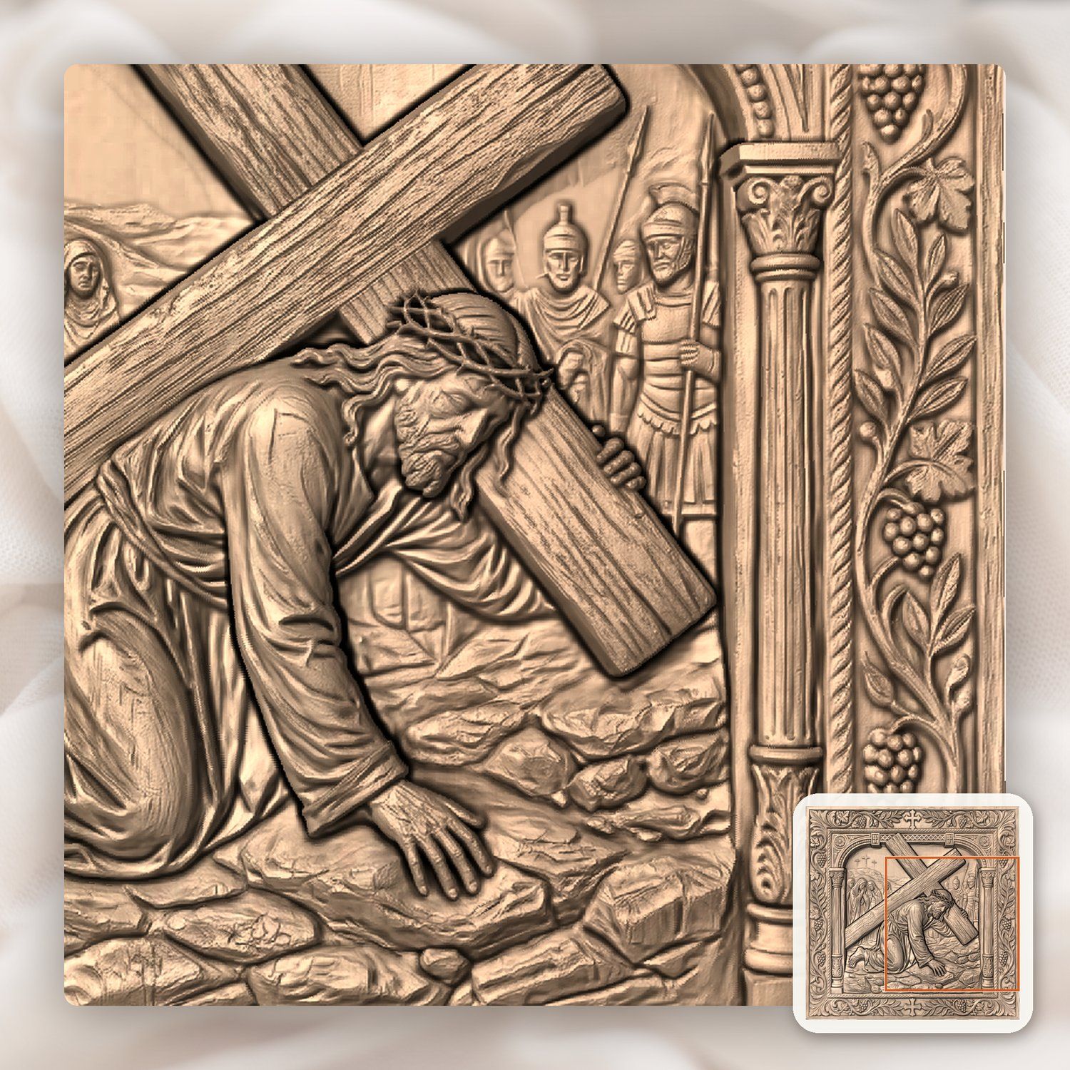 Jesus Falls Third Time STL bas-relief STL — view 7