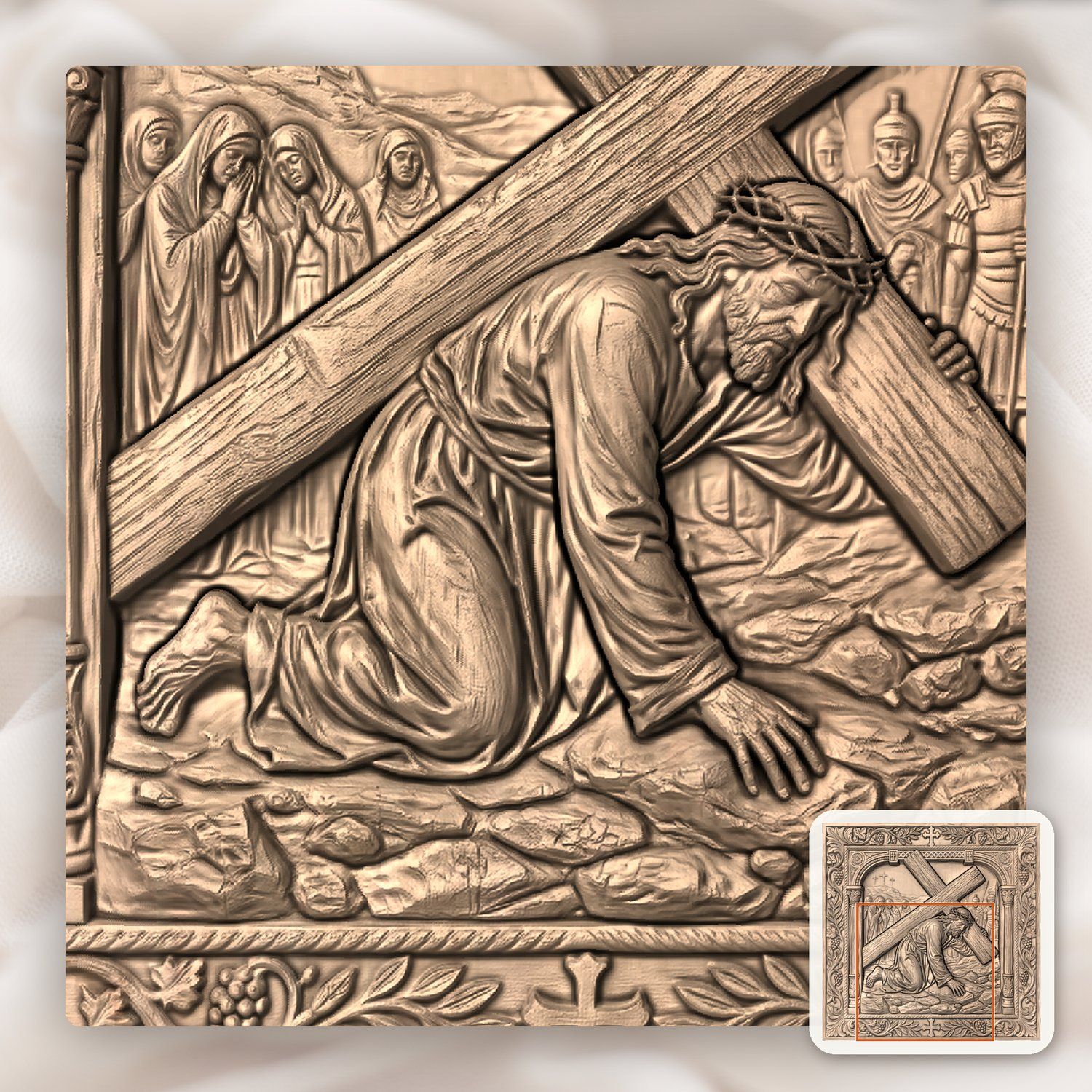 Jesus Falls Third Time STL bas-relief STL — view 8