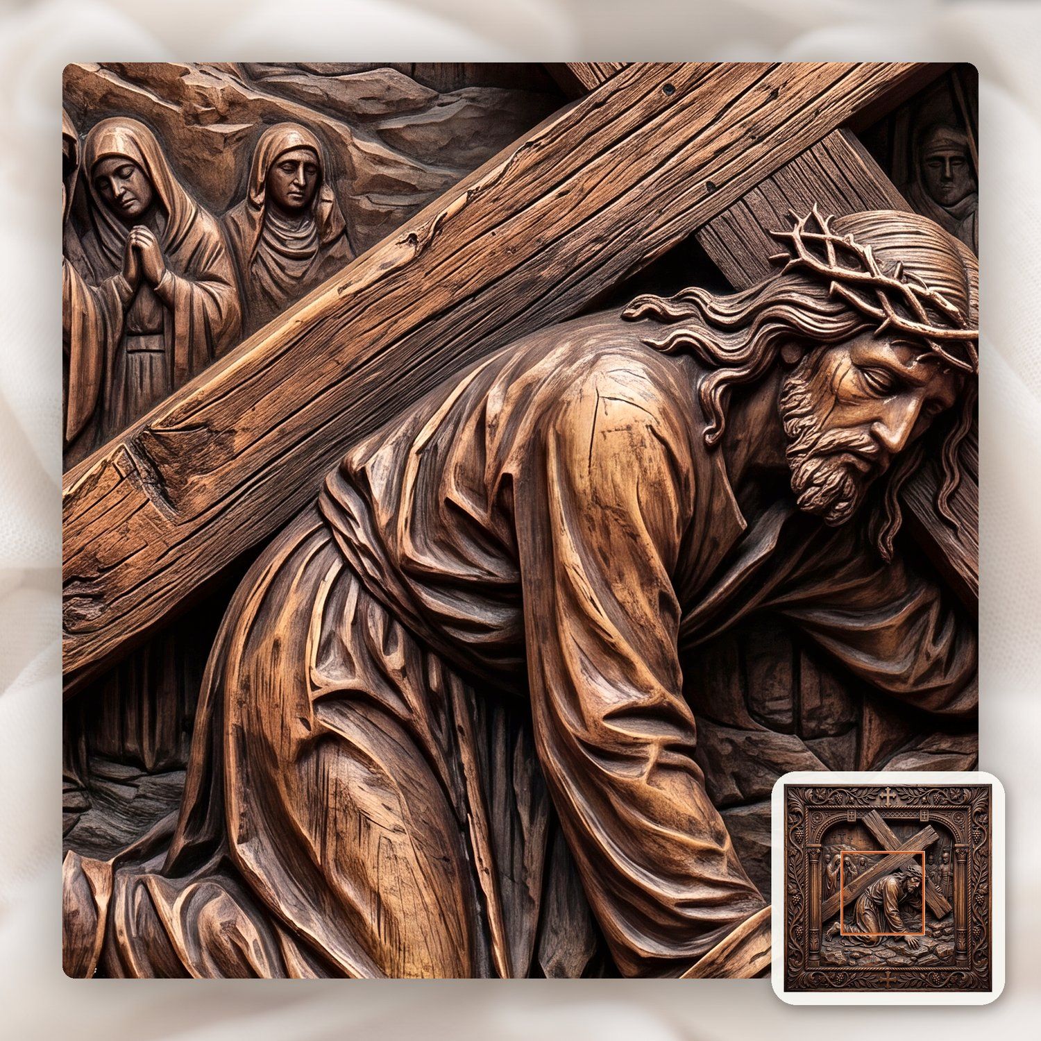 Jesus Falls Third Time STL bas-relief STL — view 9