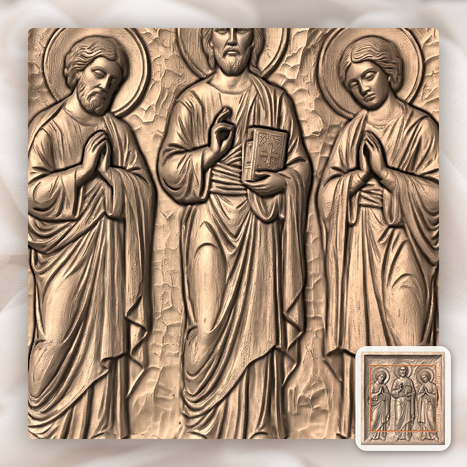 Jesus Christ and Apostles Deesis Icon CNC Relief STL bas-relief STL — view 7