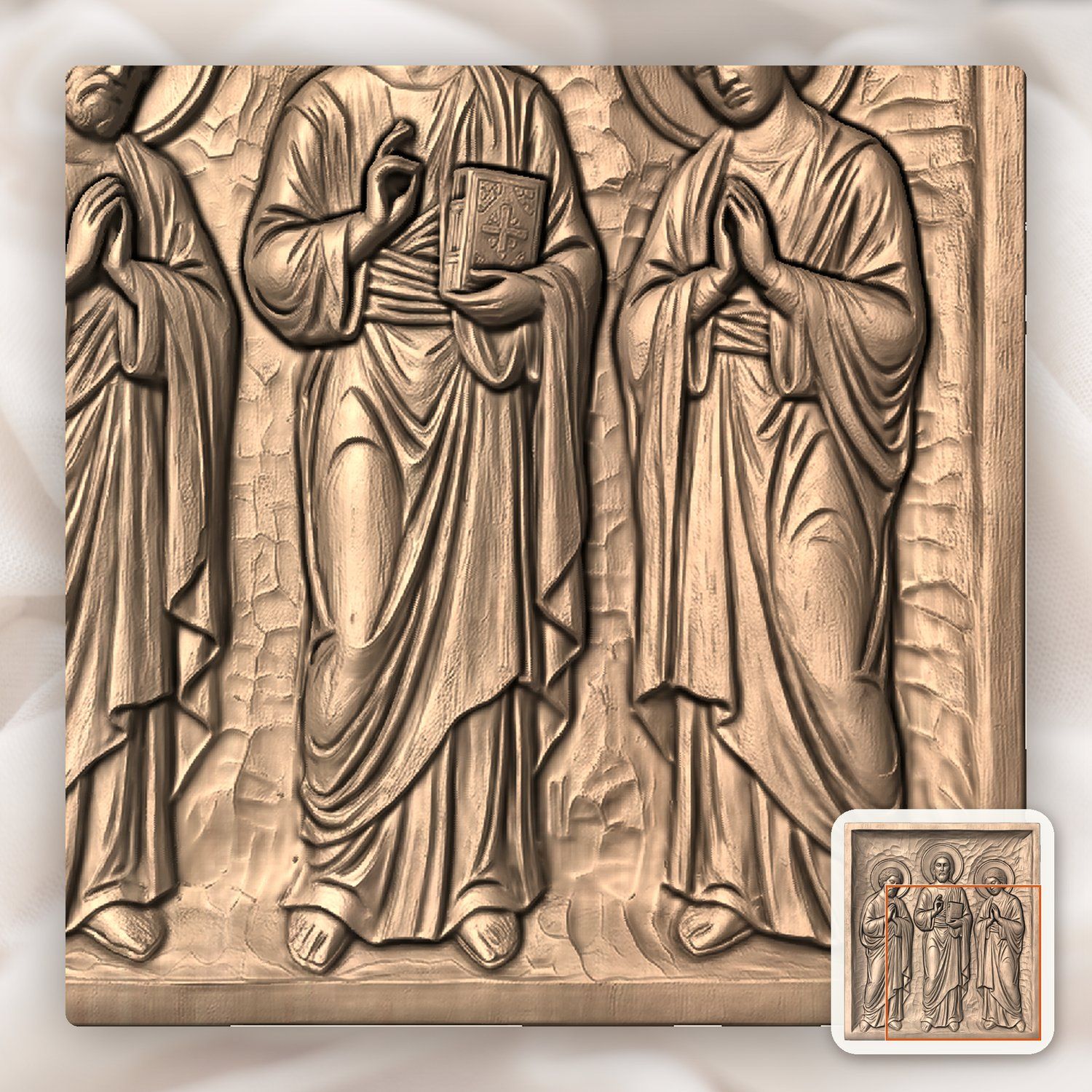 Jesus Christ and Apostles Deesis Icon CNC Relief STL bas-relief STL — view 9
