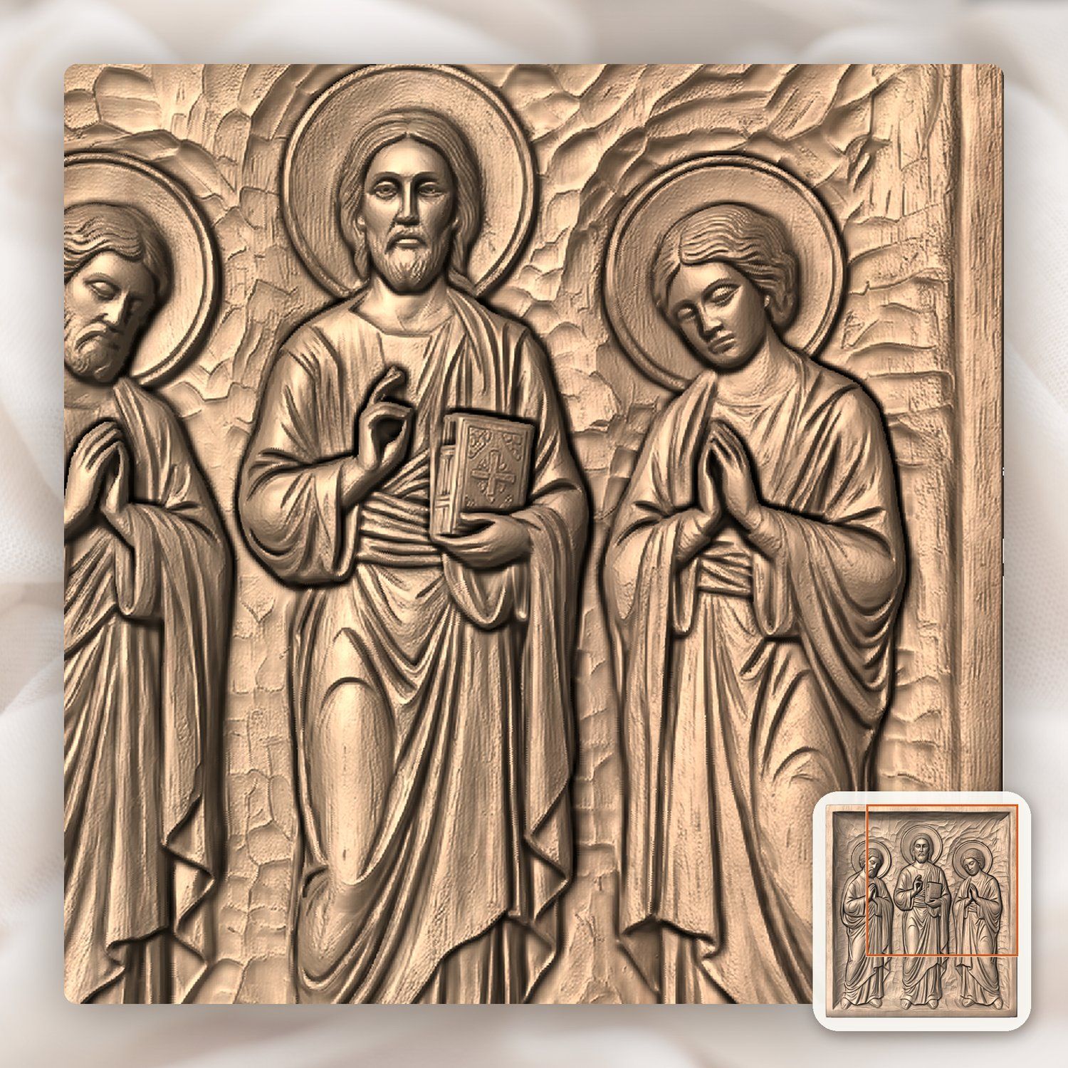 Jesus Christ and Apostles Deesis Icon CNC Relief STL bas-relief STL — view 10