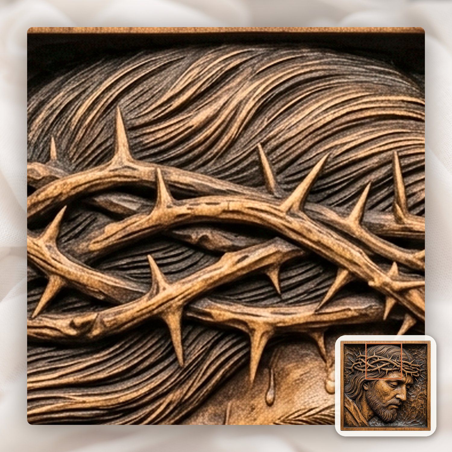 Jesus Christ Crown of Thorns CNC Relief STL bas-relief STL — view 12