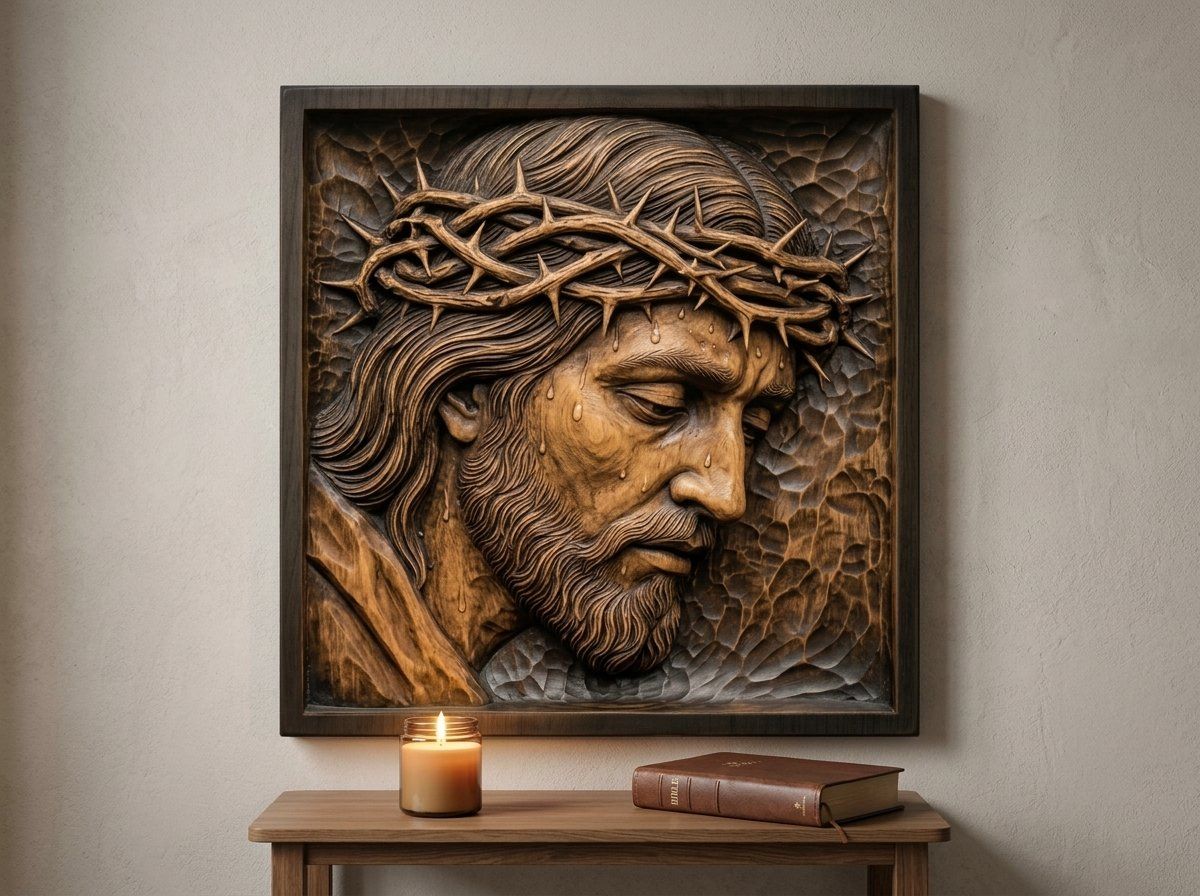 Jesus Christ Crown of Thorns CNC Relief STL bas-relief STL — view 14