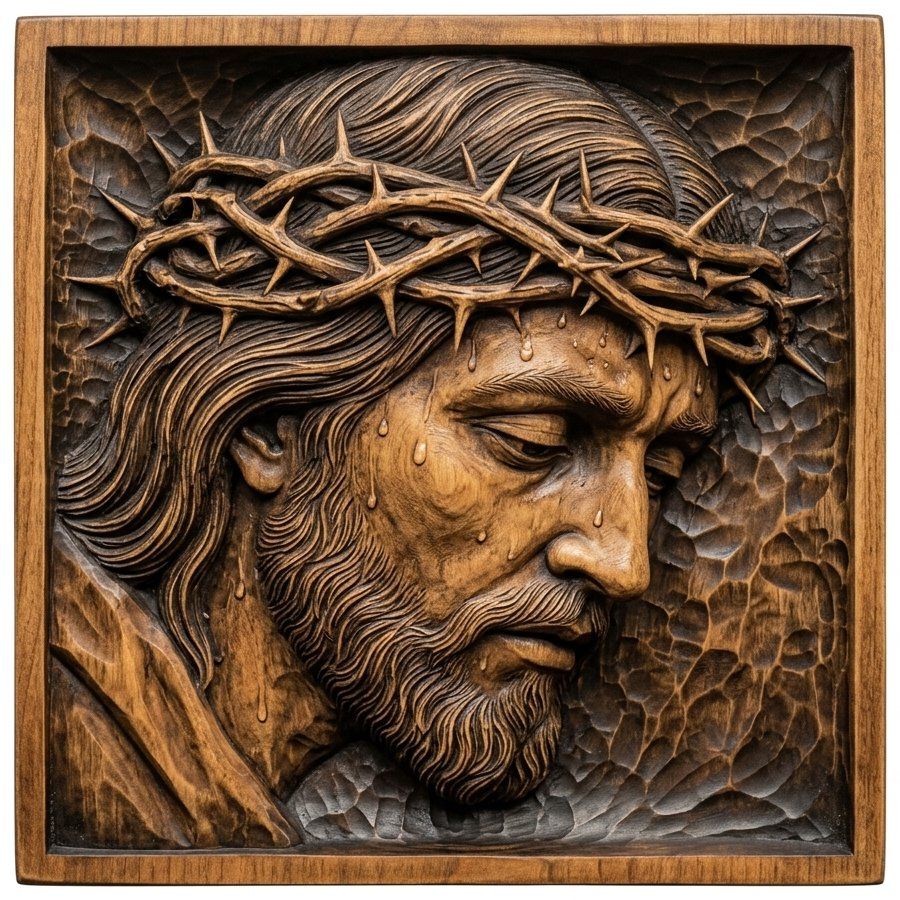 Jesus Christ Crown of Thorns CNC Relief STL bas-relief STL — view 4