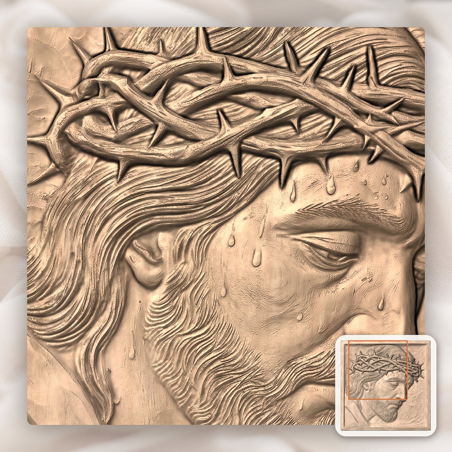 Jesus Christ Crown of Thorns CNC Relief STL bas-relief STL — view 7