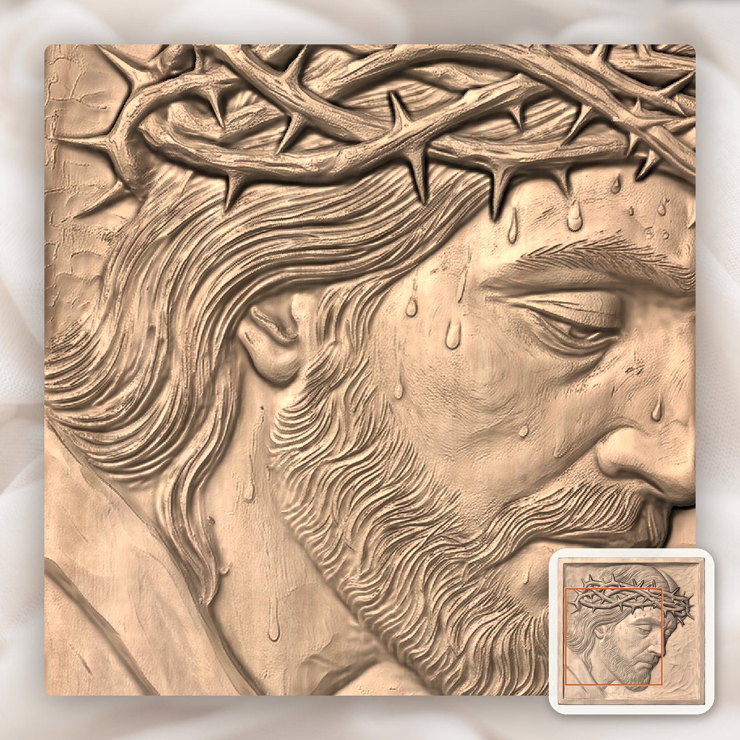 Jesus Christ Crown of Thorns CNC Relief STL bas-relief STL — view 8