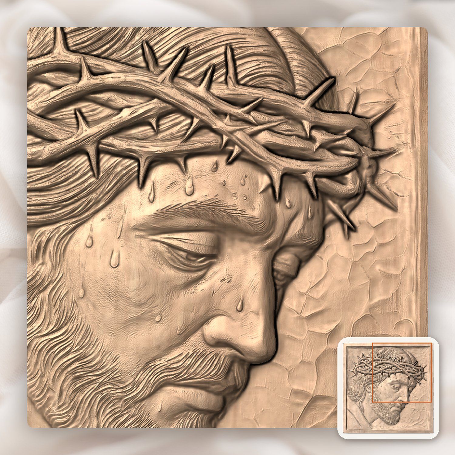 Jesus Christ Crown of Thorns CNC Relief STL bas-relief STL — view 9